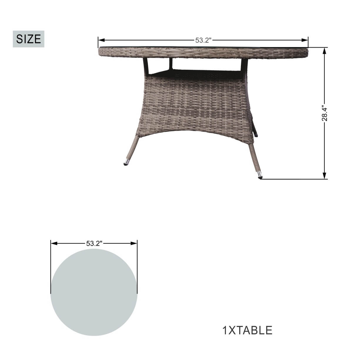 6-Seat Round Outdoor Dining Table with Glass Turntable (PAD-1711-Table)