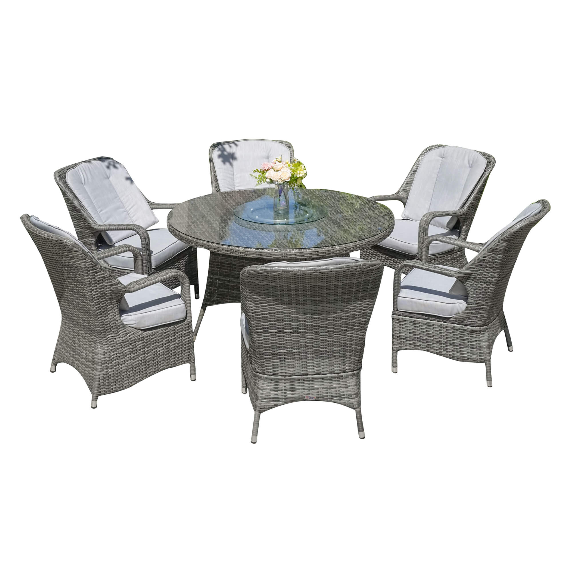 Parma 6-Seat Outdoor Dining Set – Round Dining Table with Glass Turntable (PAD-1711)