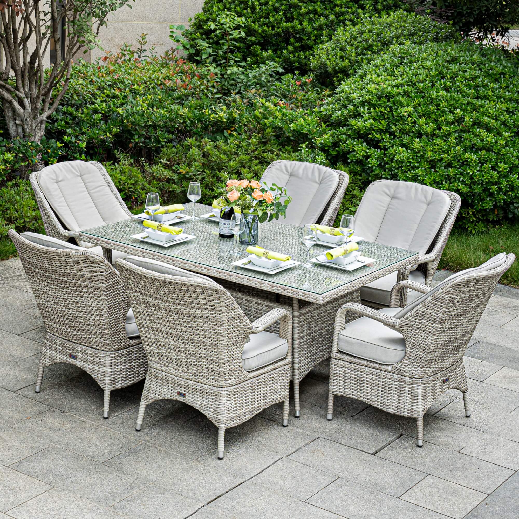 Parma 6-Seat Outdoor Dining Set - Rectangular Dining Table (PAD-1712)