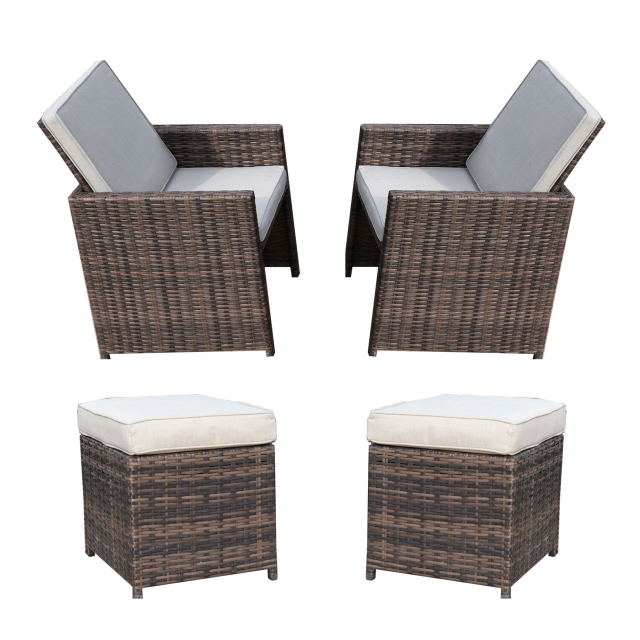 Berlin Outdoor Armchairs with Ottomans (PAD-3233B-C&O)
