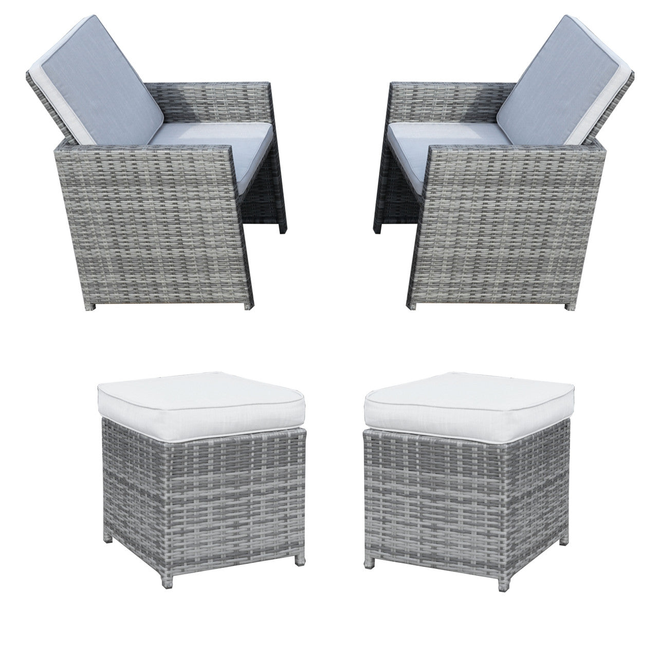 Berlin Outdoor Armchairs with Ottomans (PAD-3233B-C&O)