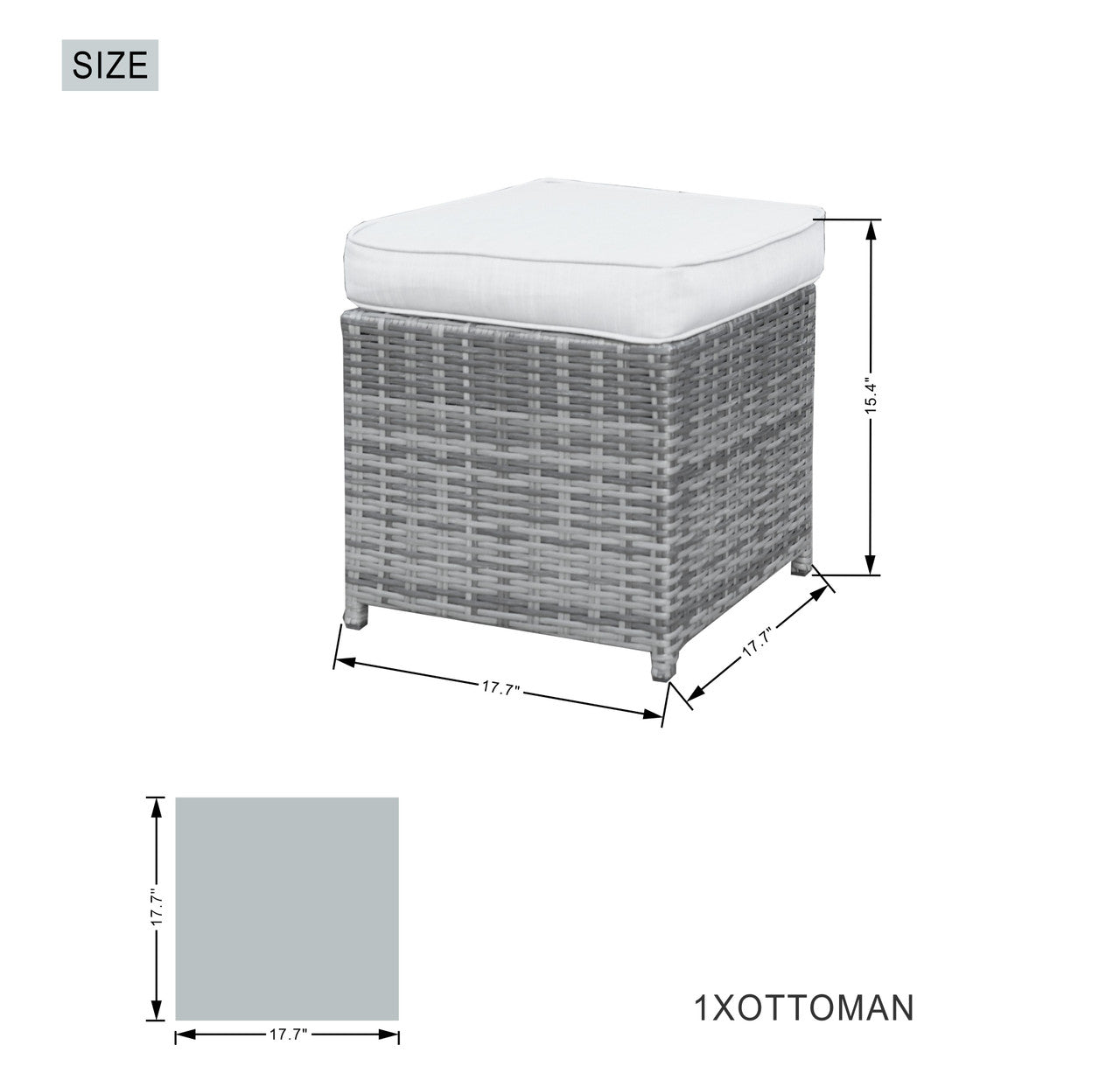 Size of Patio Ottoman