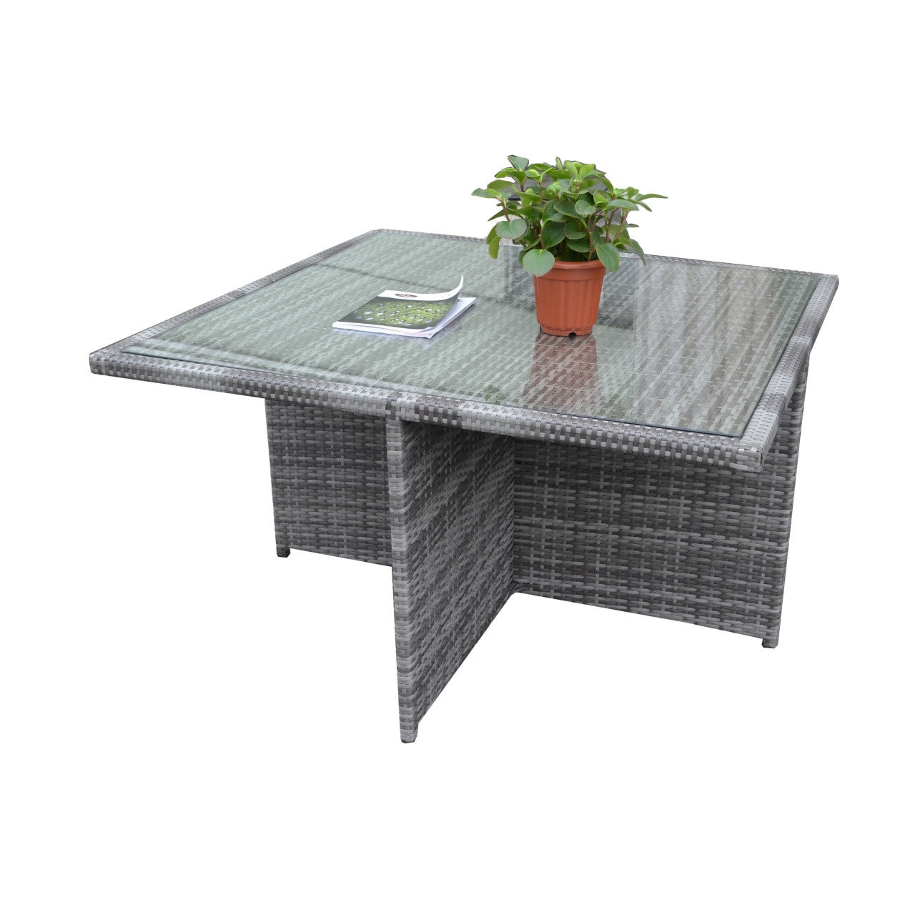 Direct Wicker 4-Person Cube Dining Table 49"L×49"W×28"H (Model PAD-3233B-Table)