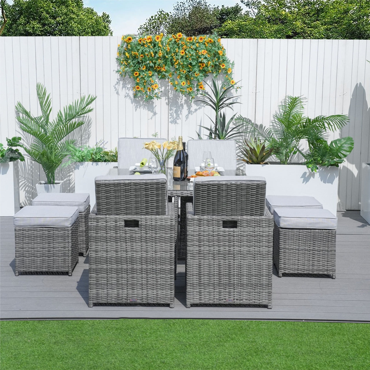 Berlin 4-Seat Outdoor Dining Set – Cube Dining Table ( PAD-3233B)