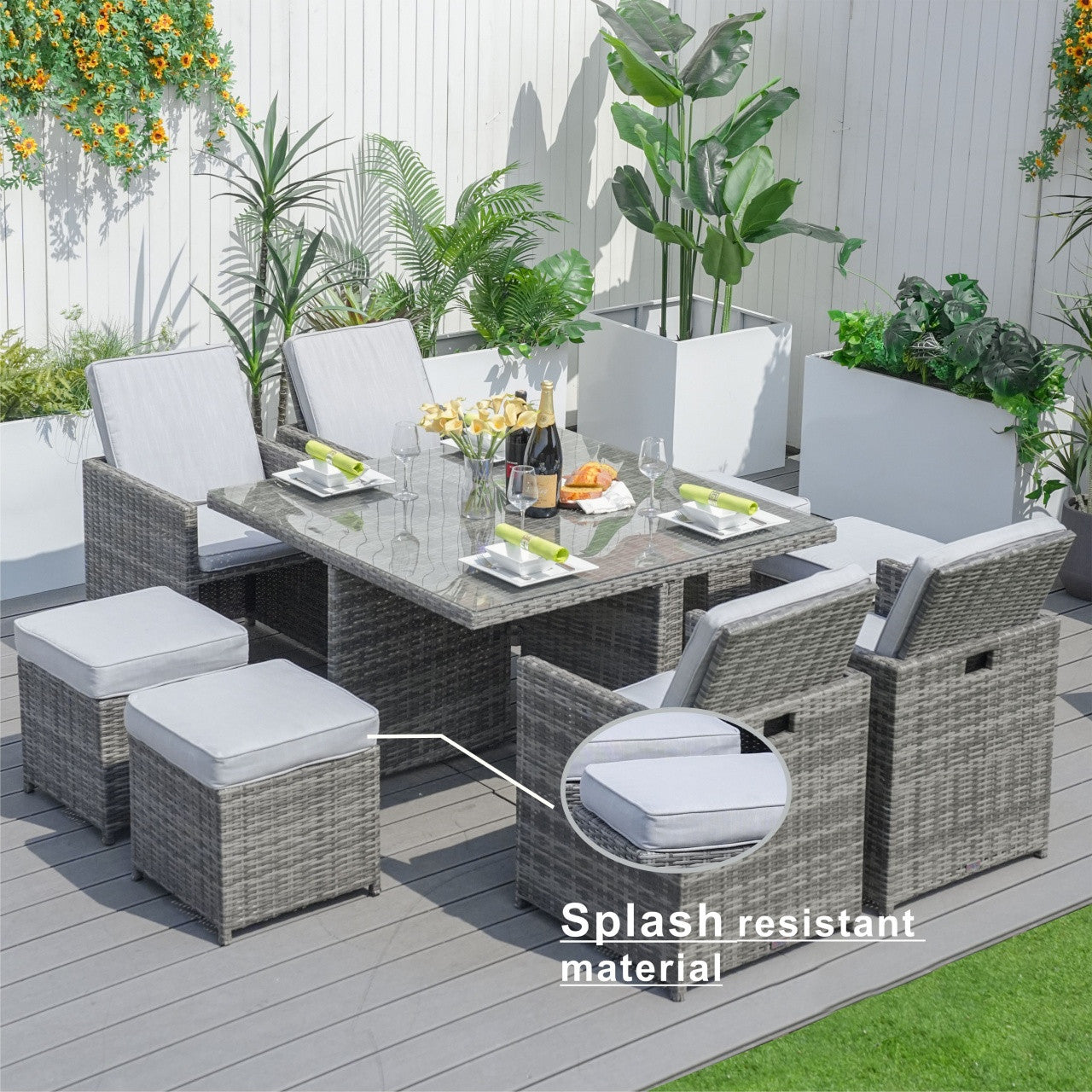 Berlin 4-Seat Outdoor Dining Set – Cube Dining Table ( PAD-3233B)