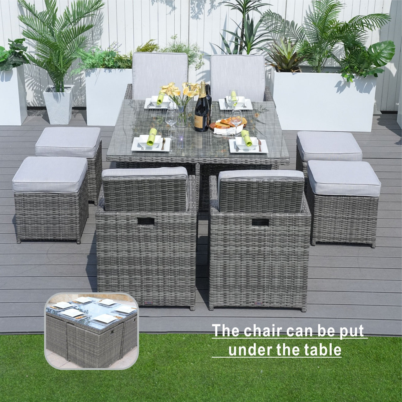 Berlin 4-Seat Outdoor Dining Set – Cube Dining Table ( PAD-3233B)