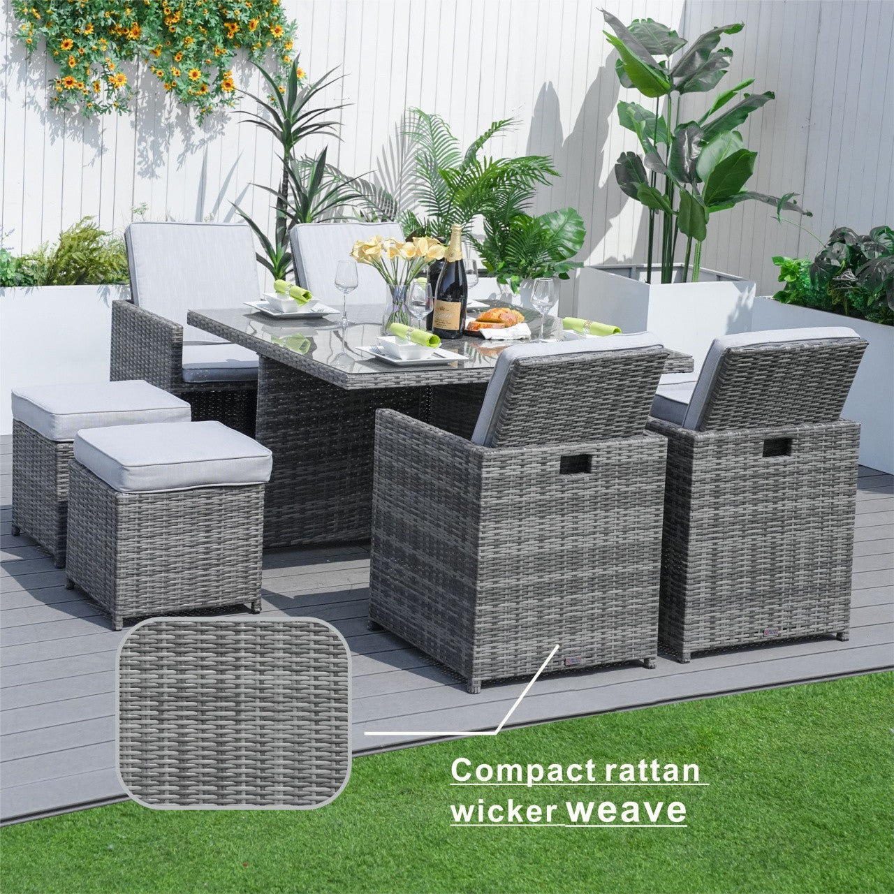 Berlin 4-Seat Outdoor Dining Set – Cube Dining Table ( PAD-3233B)