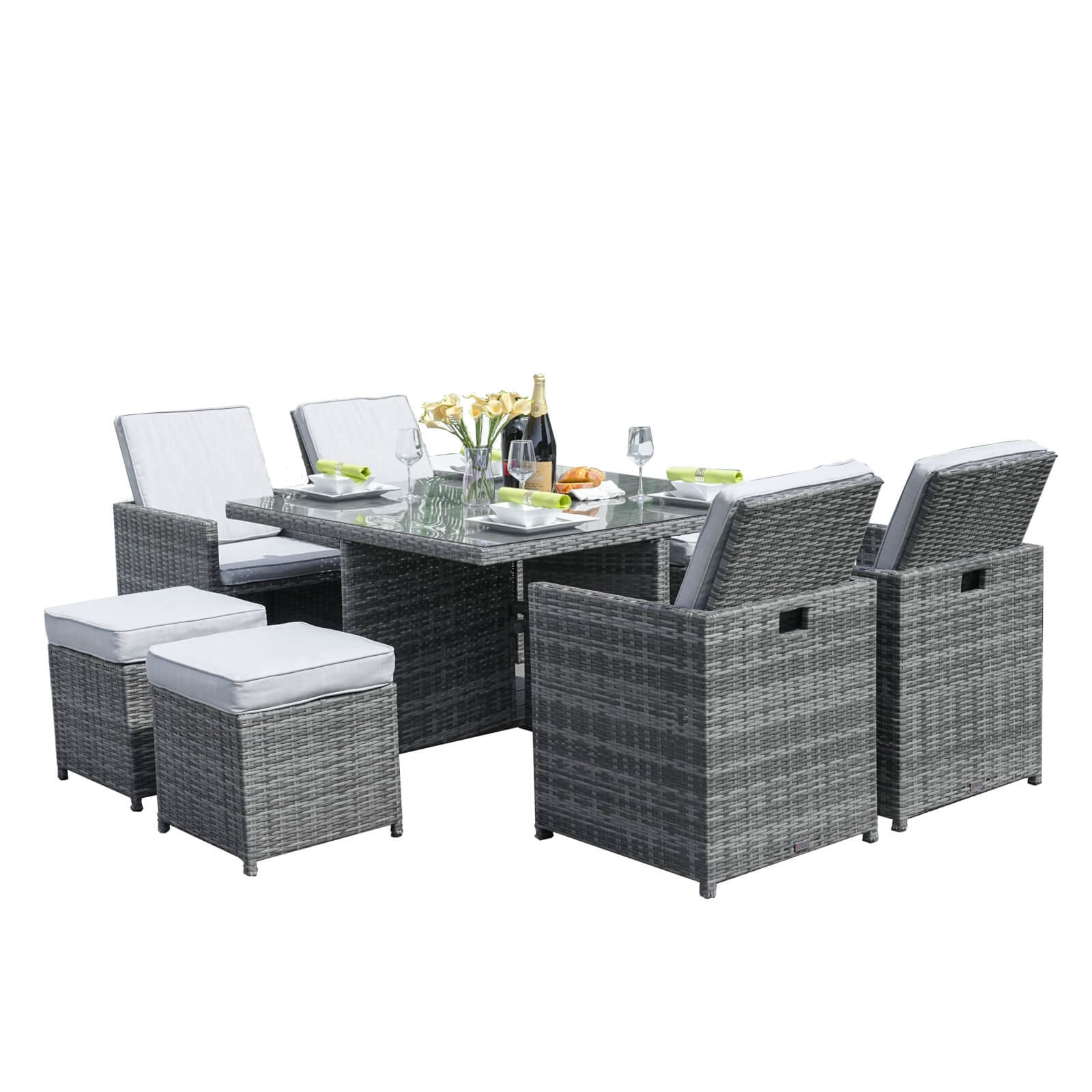 Berlin 4-Seat Outdoor Dining Set – Cube Dining Table ( PAD-3233B)