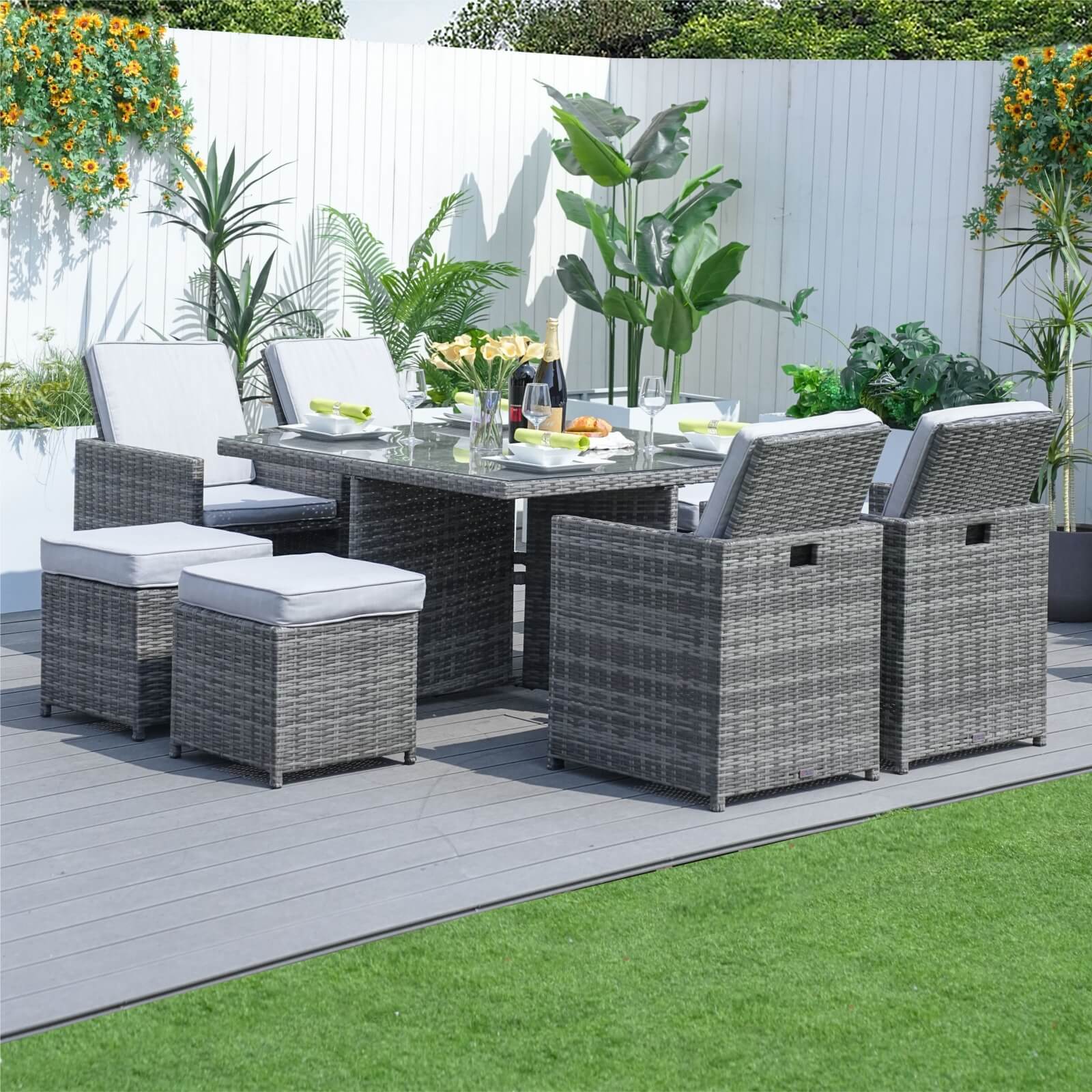 Berlin 4-Seat Outdoor Dining Set – Cube Dining Table ( PAD-3233B)