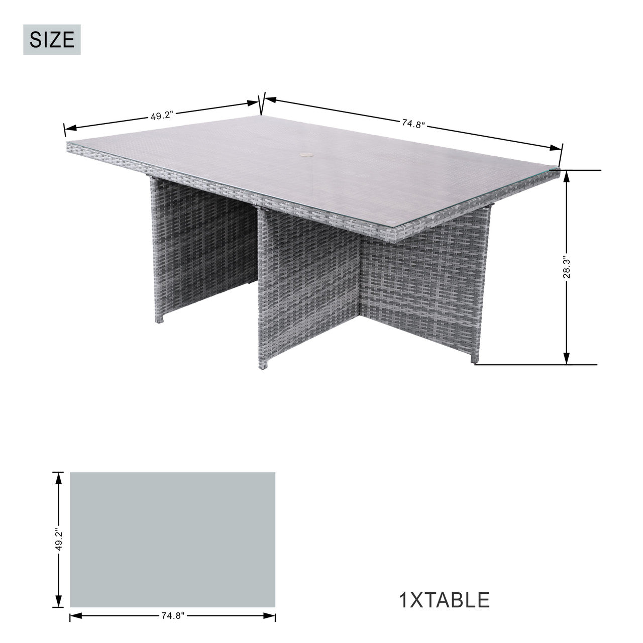 6-Seat Rectangular OutdoorDining Table (PAD-3234-Table)