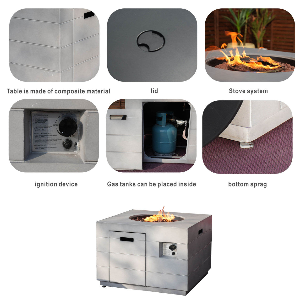 Venetian Square Fire Pit Table for Outdoor Use (PAG-2140)