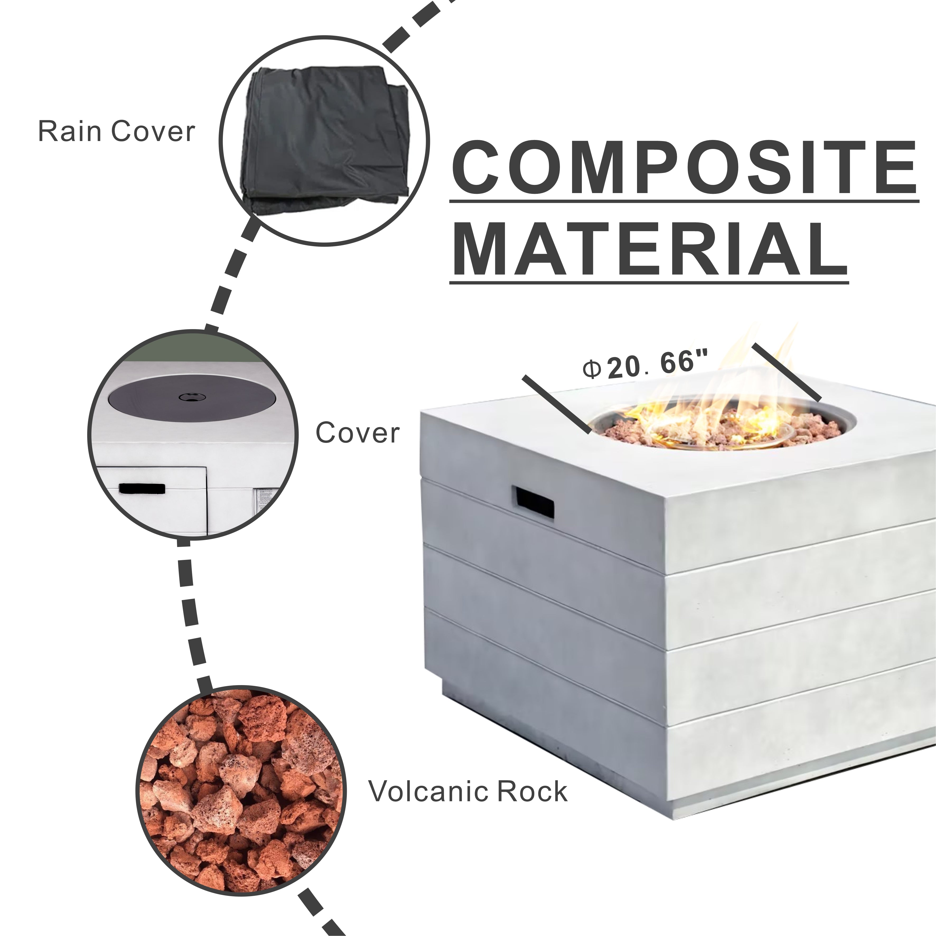 Venetian Square Fire Pit Table for Outdoor Use (PAG-2140)
