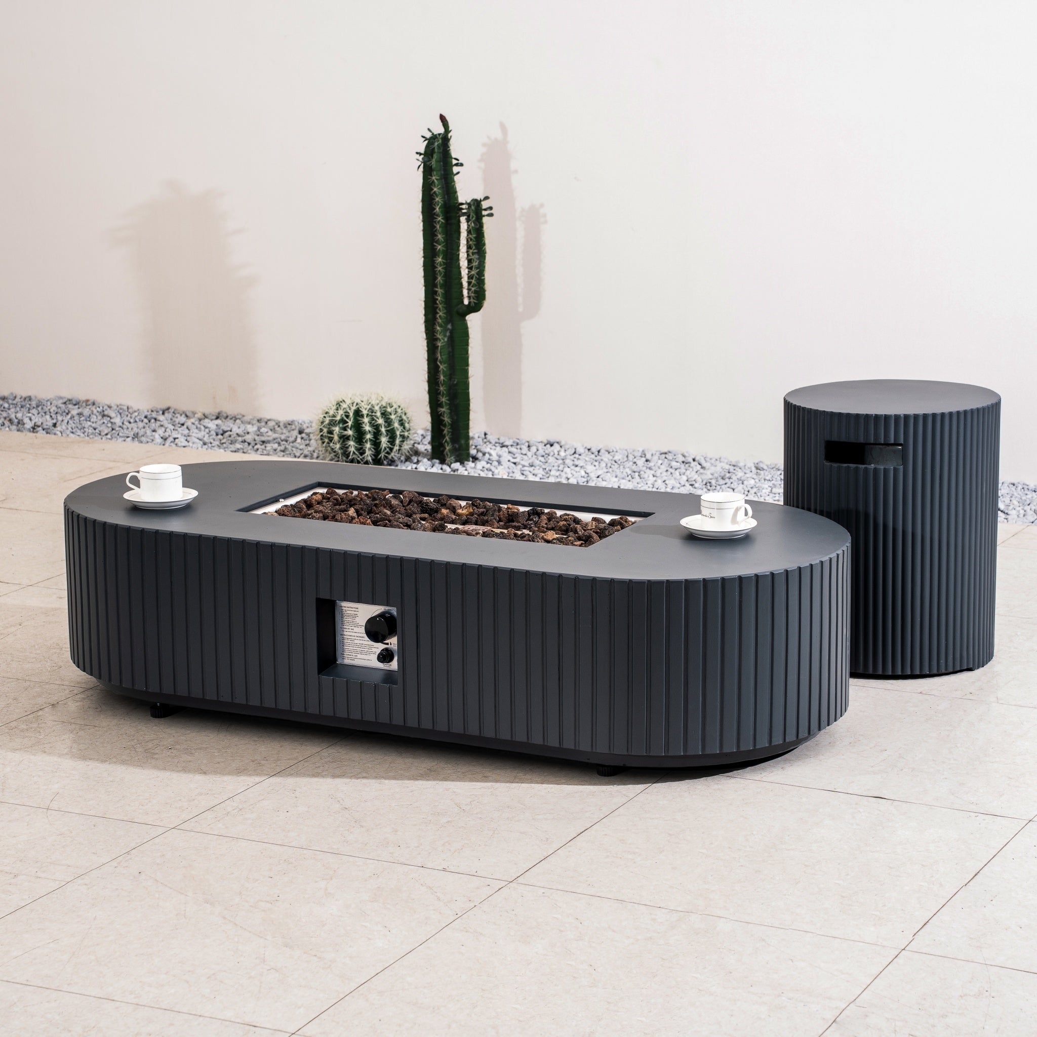 Terrafab Gas Fire Pit Table Set – Sculptural Outdoor Heating Solution