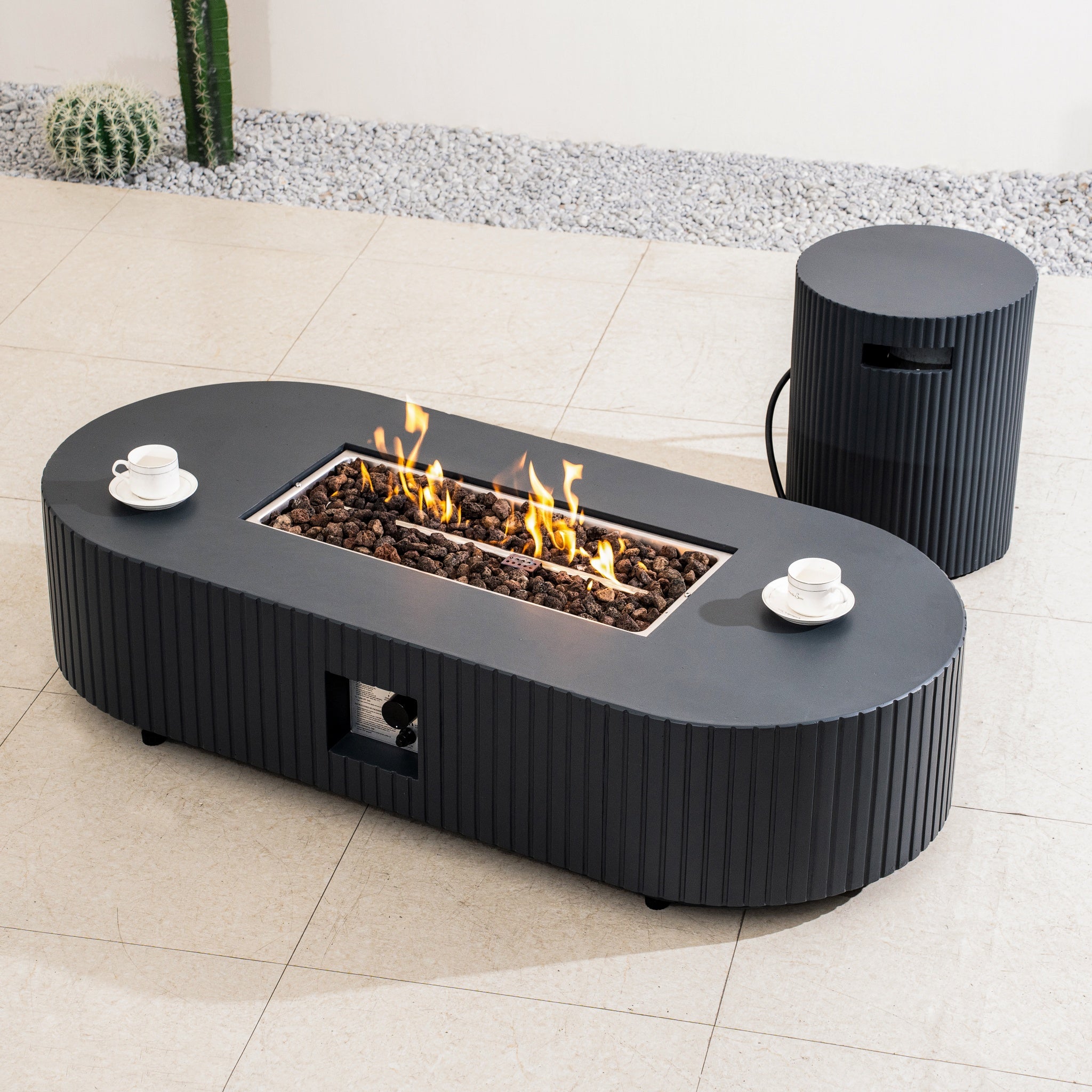 Terrafab Gas Fire Pit Table Set – Sculptural Outdoor Heating Solution