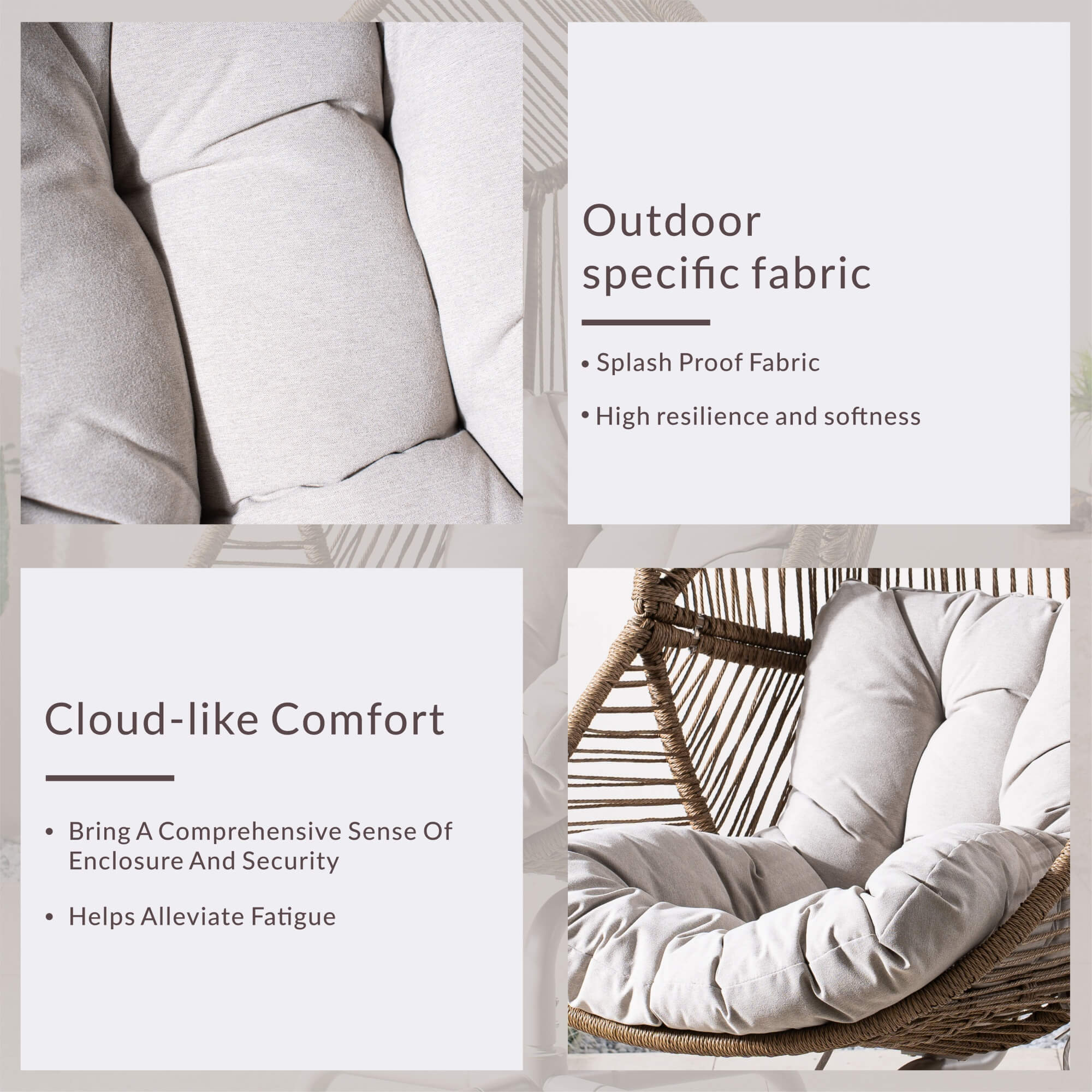 Iron Rocking Chair with Detachable Base – Beach Yellow Frame, Thickened Cushioned Seat