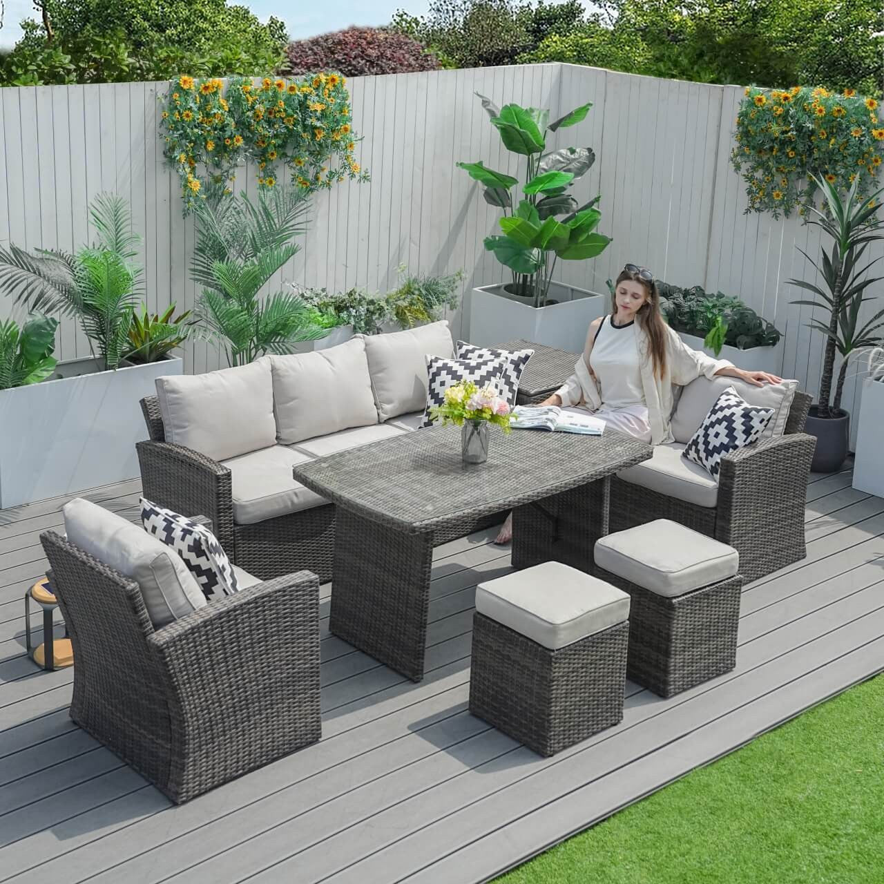 Direct Wicker's 8 Seats Outdoor Conversation Set - Patio Sofa Set PAF-1403B 