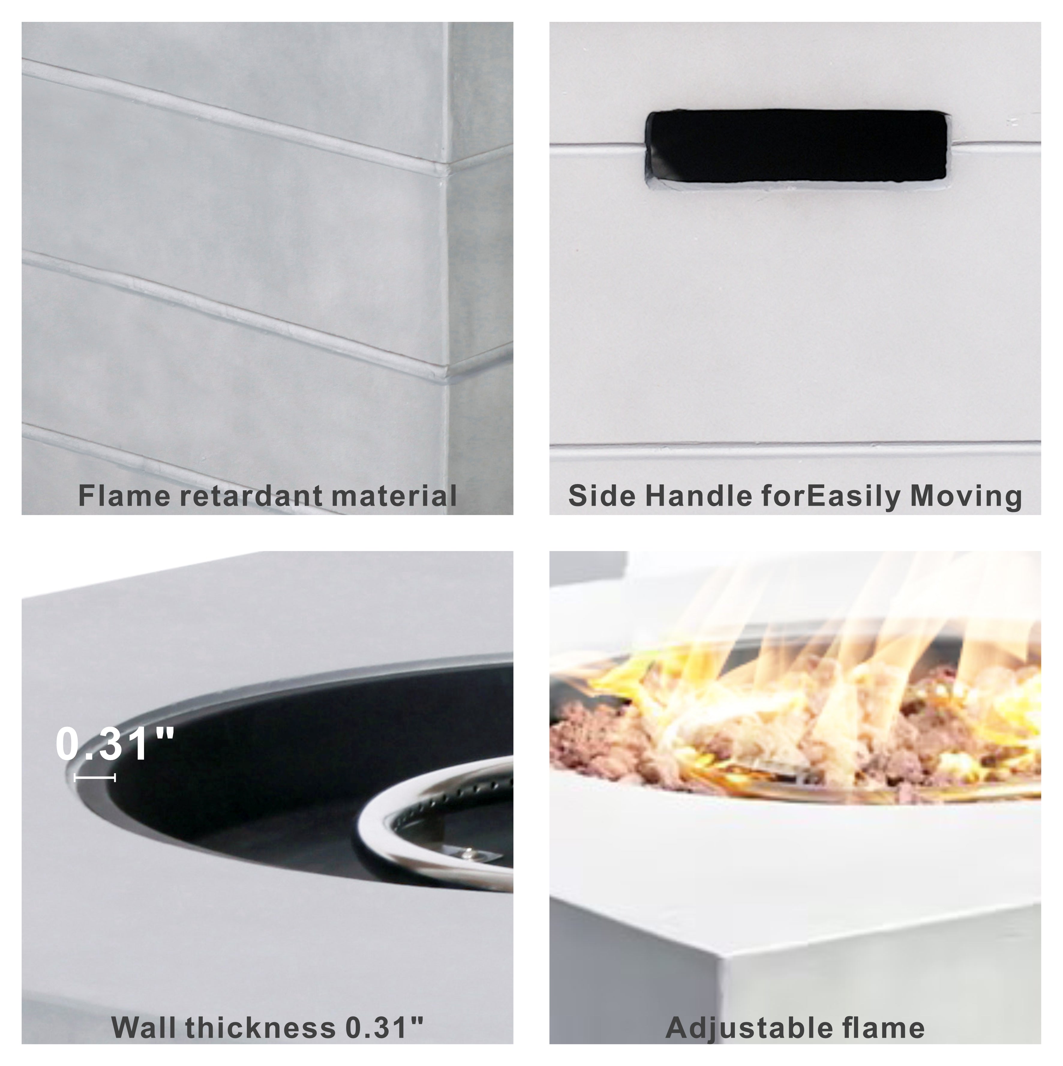 Santiago 6-Pieces Outdoor Conversation Set with Square Fire Pit Table (PAS-1403B+2140)