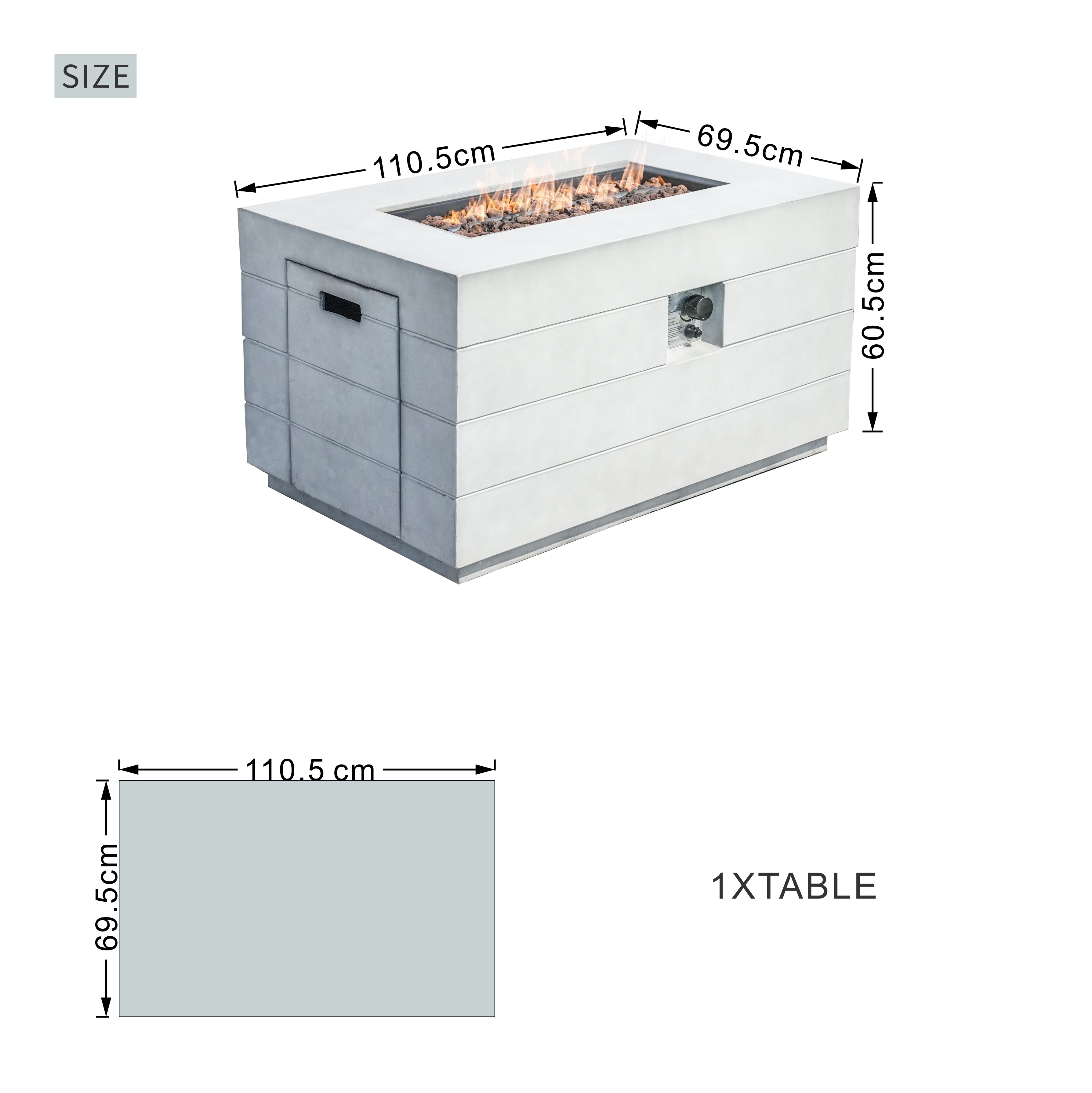 Santiago 6-Pieces Outdoor Conversation Set with Rectangular Firepit Table (PAS-1403B+2150)