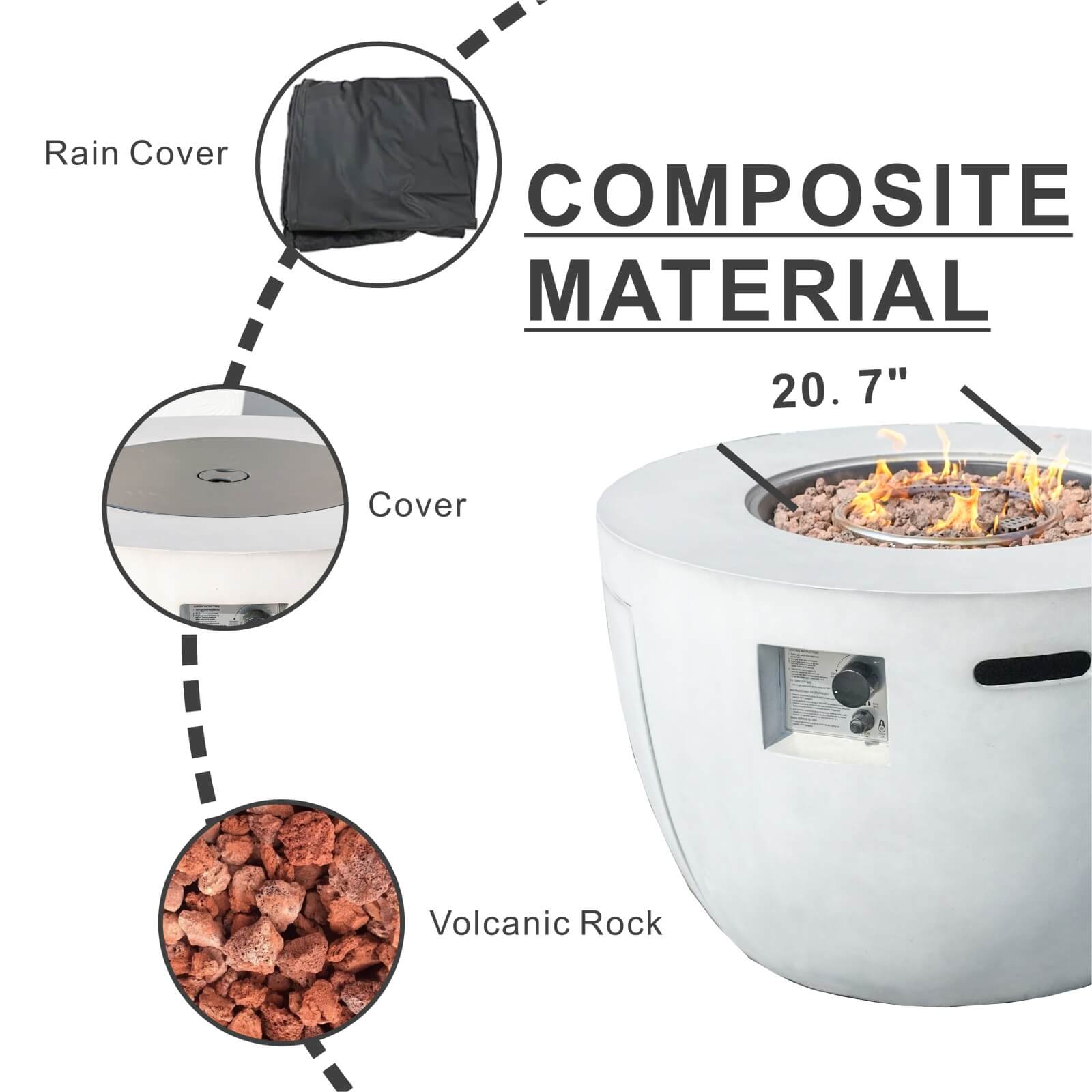 Santiago 6-Pieces Outdoor Conversation Set with Round Firepit Table (PAS-1403B+2160)