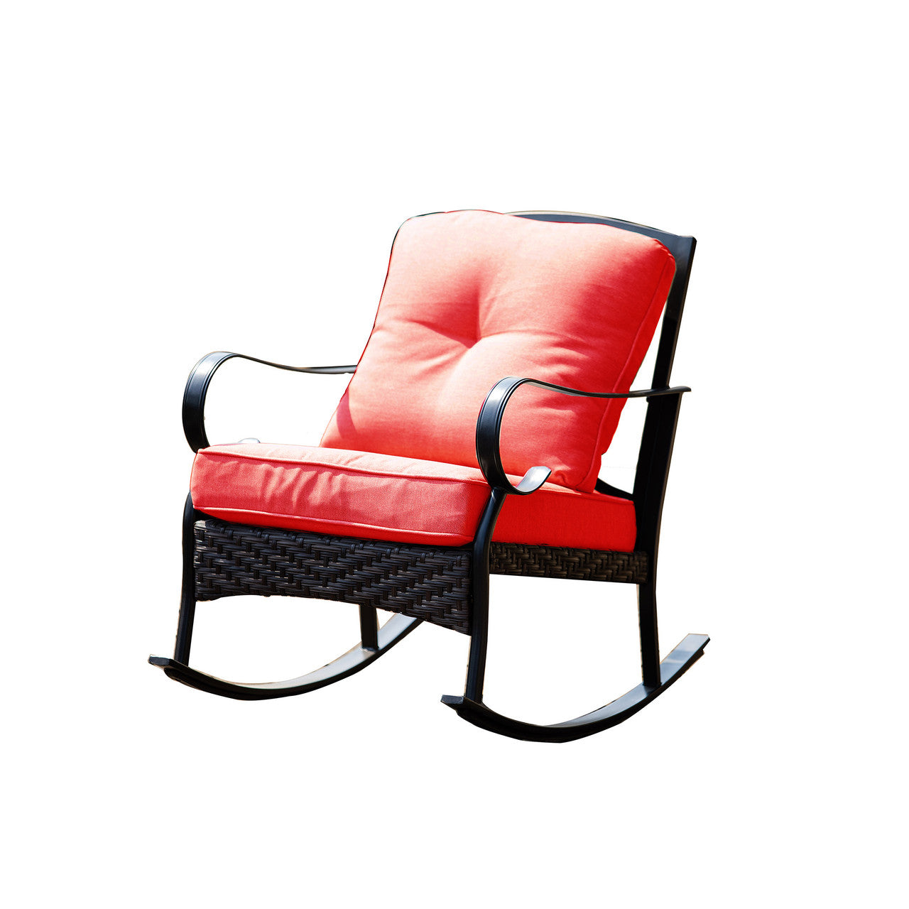 Elegant and Exquisite Rocking Chair with Red Cushion