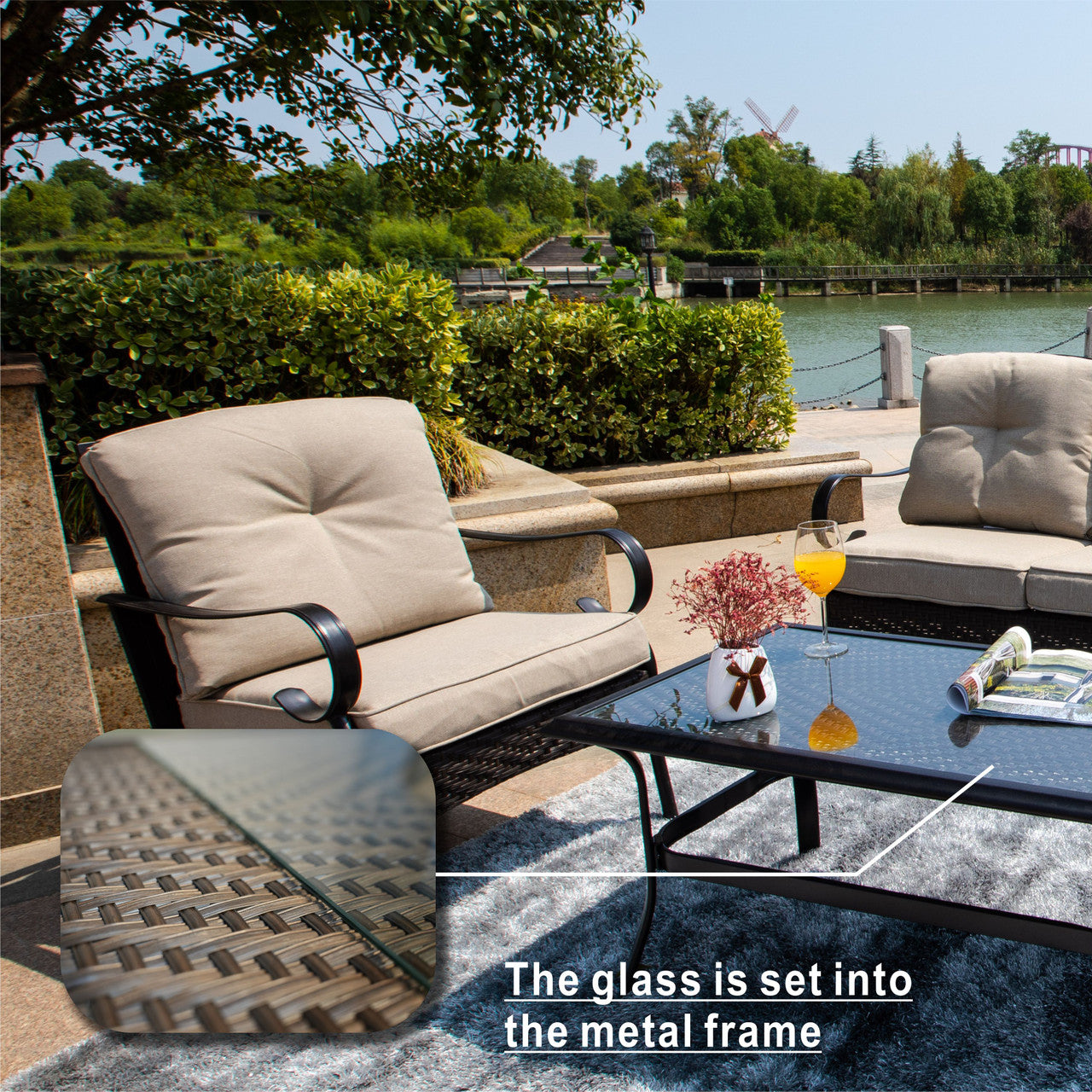 Elegant Rocking Chair and Three-Seater Sofa Set – Paired with Functional Side Table and Coffee Table for a Perfect Home Experience PAS-2025-Set