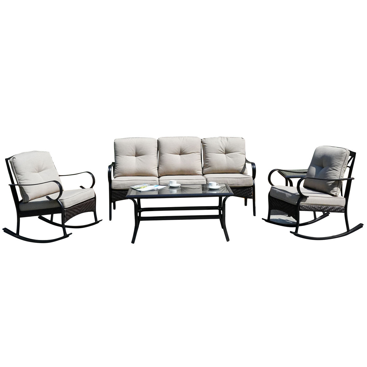 Elegant Rocking Chair and Three-Seater Sofa Set