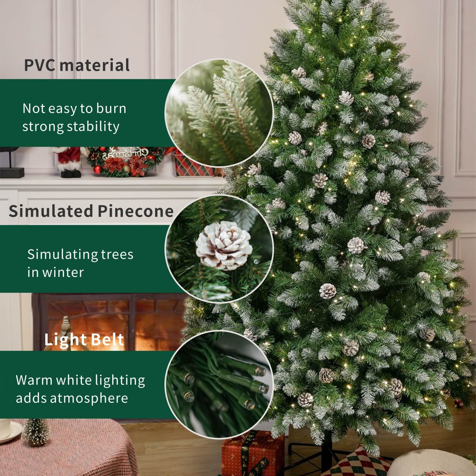 Luxury 5/6/7FT Prelit Artificial smart christmas tree xmas tree PE decorative christmas trees