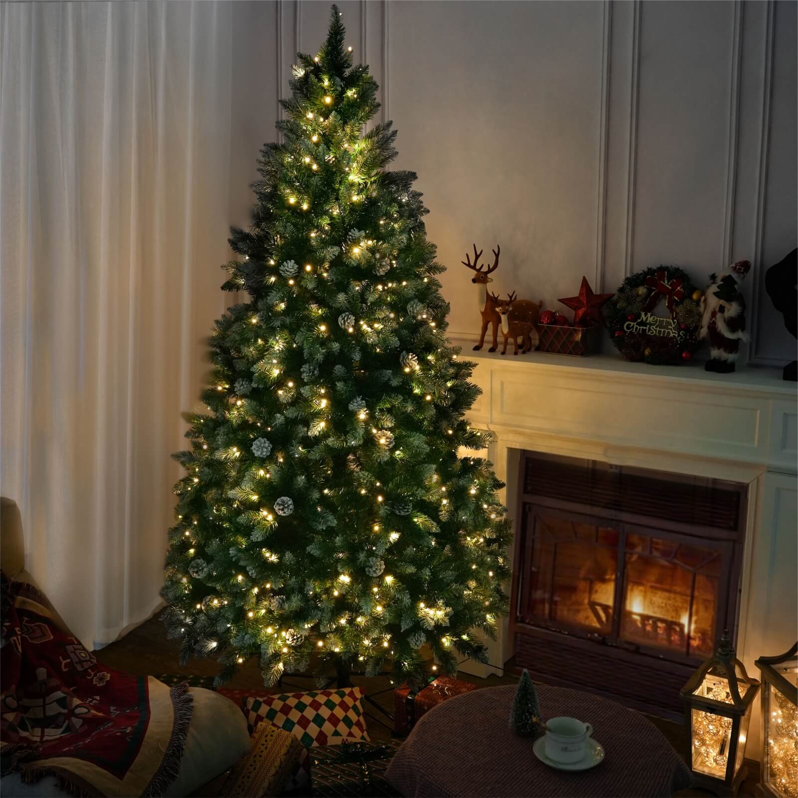 Luxury 5/6/7FT Prelit Artificial smart christmas tree xmas tree PE decorative christmas trees