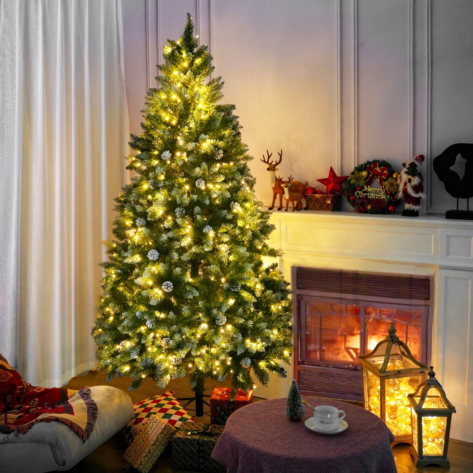 Luxury 5/6/7FT Prelit Artificial smart christmas tree xmas tree PE decorative christmas trees