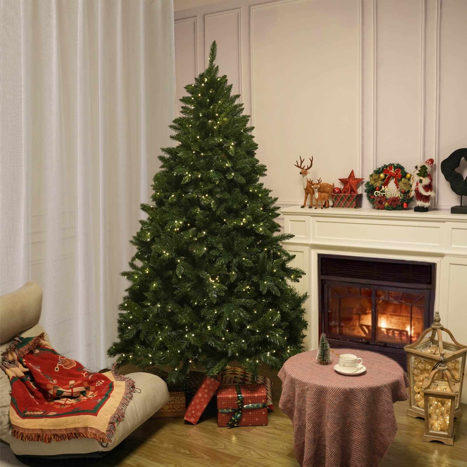 High quality artificial snow flocked Christmas tree 5/6/7 ft LED Pre-Lit Christmas trees with lights