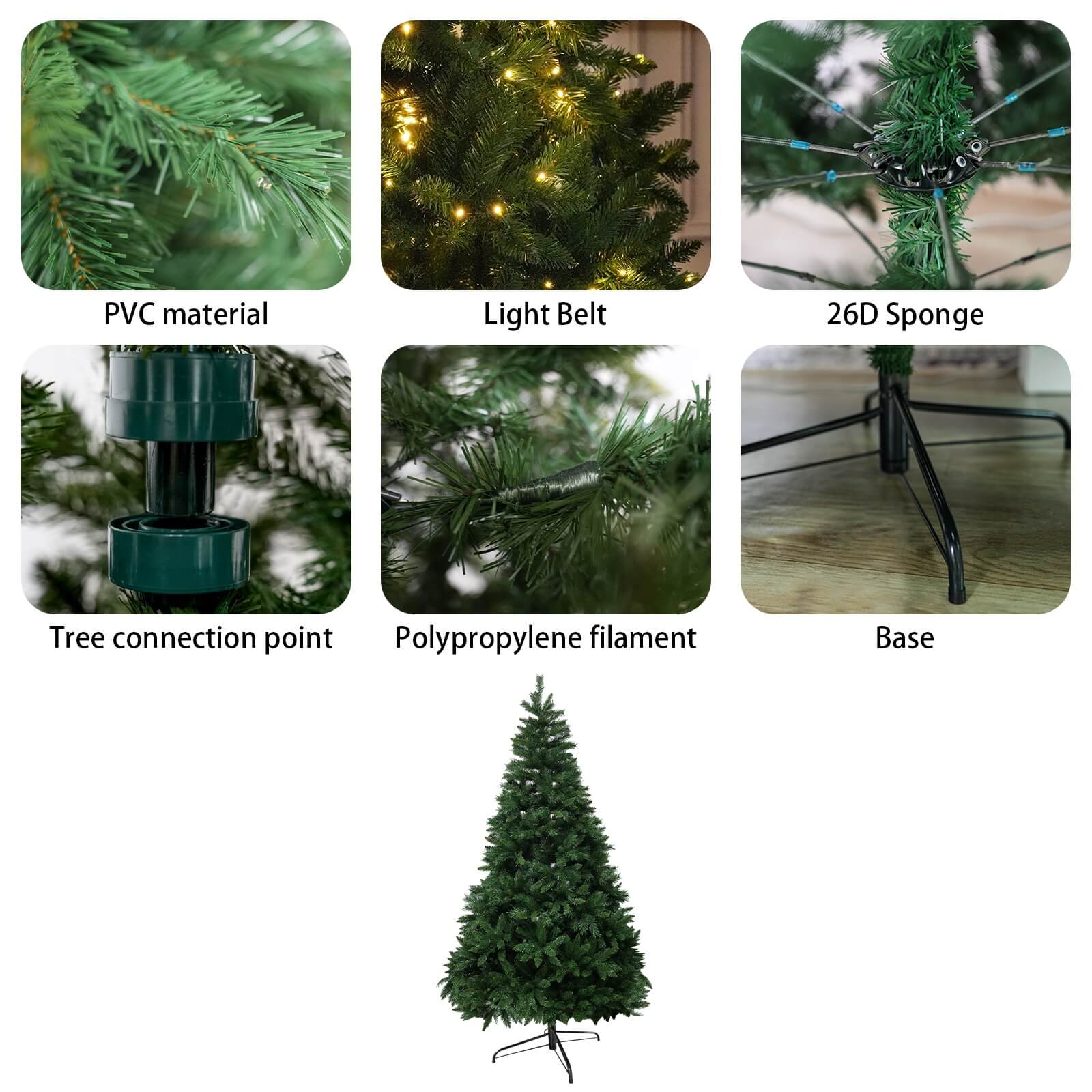 The latest model featuring lights of 5/6/7ft in different heights for Christmas tree atmosphere decoration
