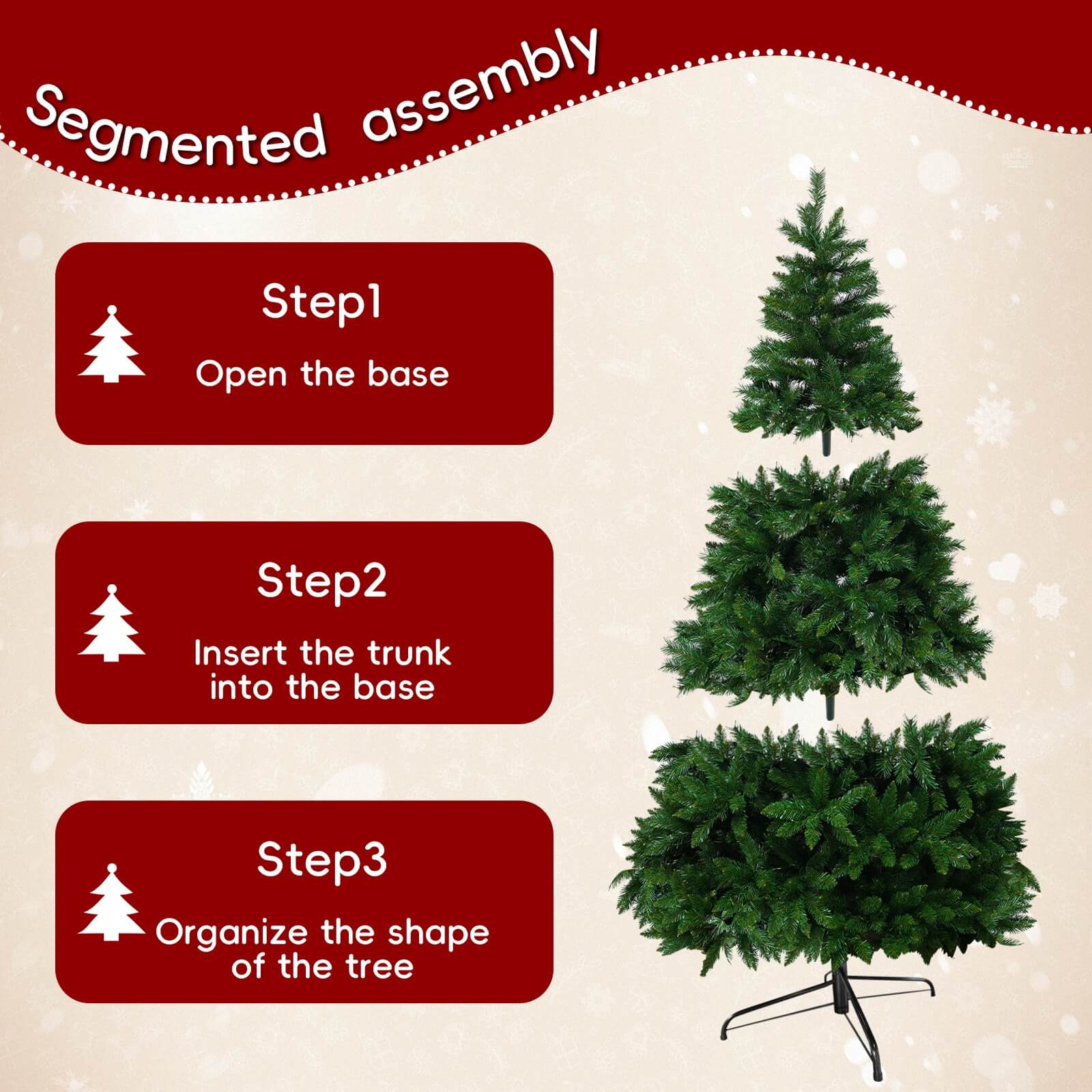 The latest model featuring lights of 5/6/7ft in different heights for Christmas tree atmosphere decoration