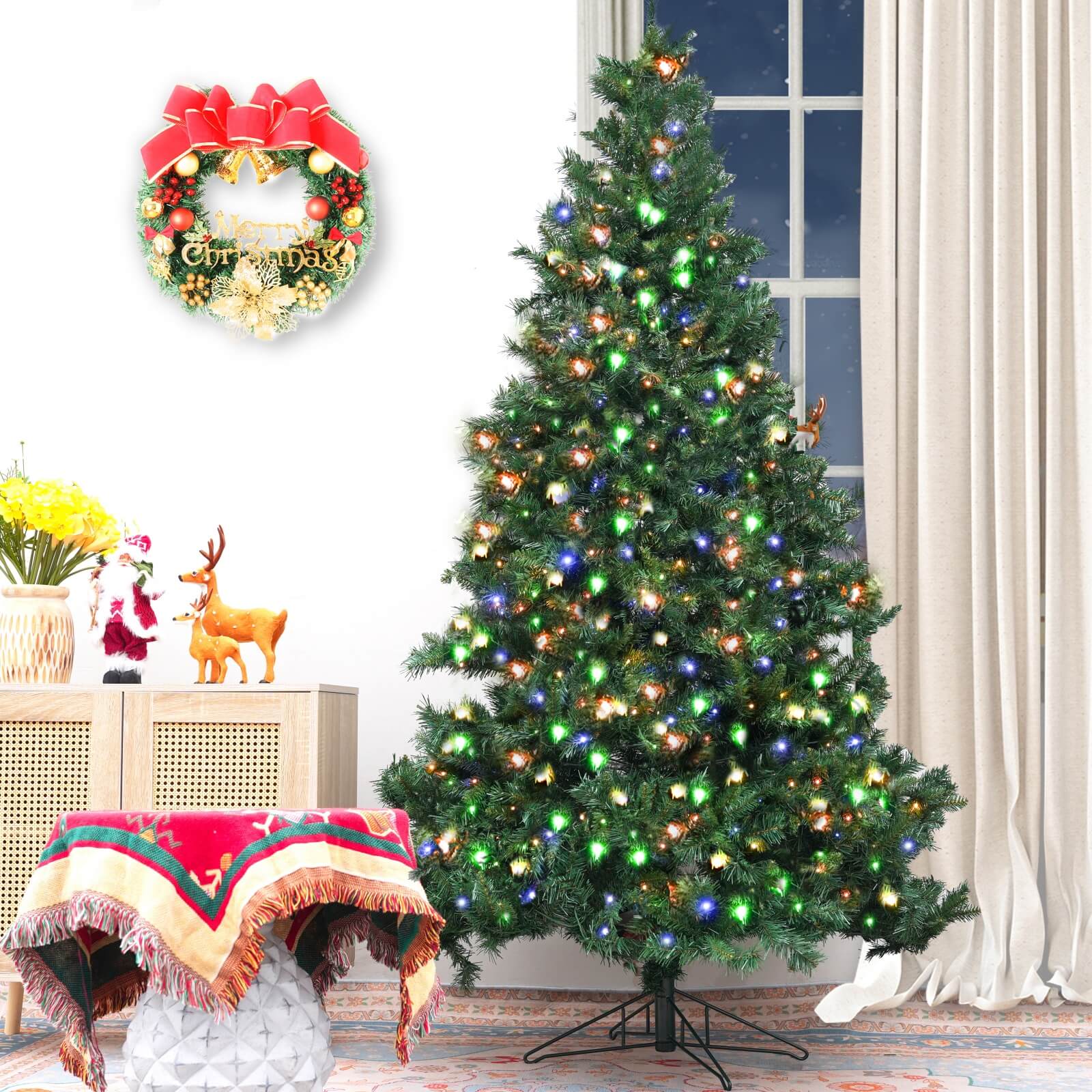 The latest model featuring lights of 5/6/7ft in different heights for Christmas tree atmosphere decoration