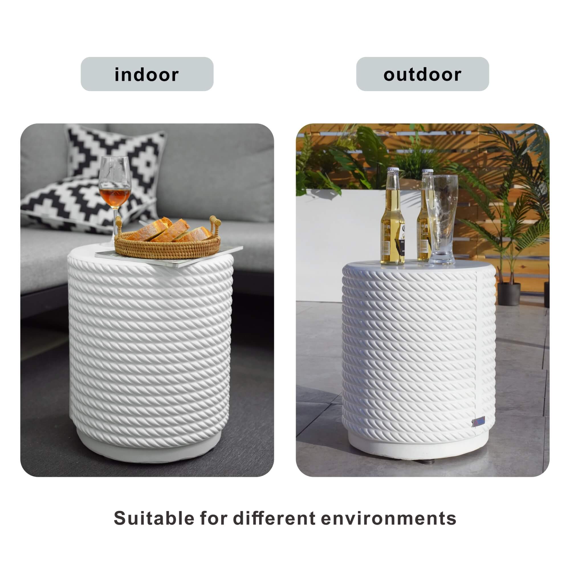 White Waterproof Fashionable Side Table – Durable and Stylish Outdoor Accent