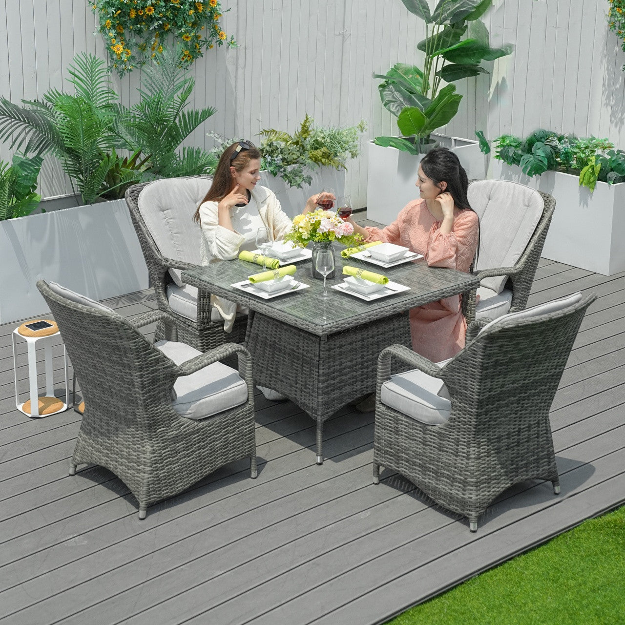 rattan cube 4 seater dining set