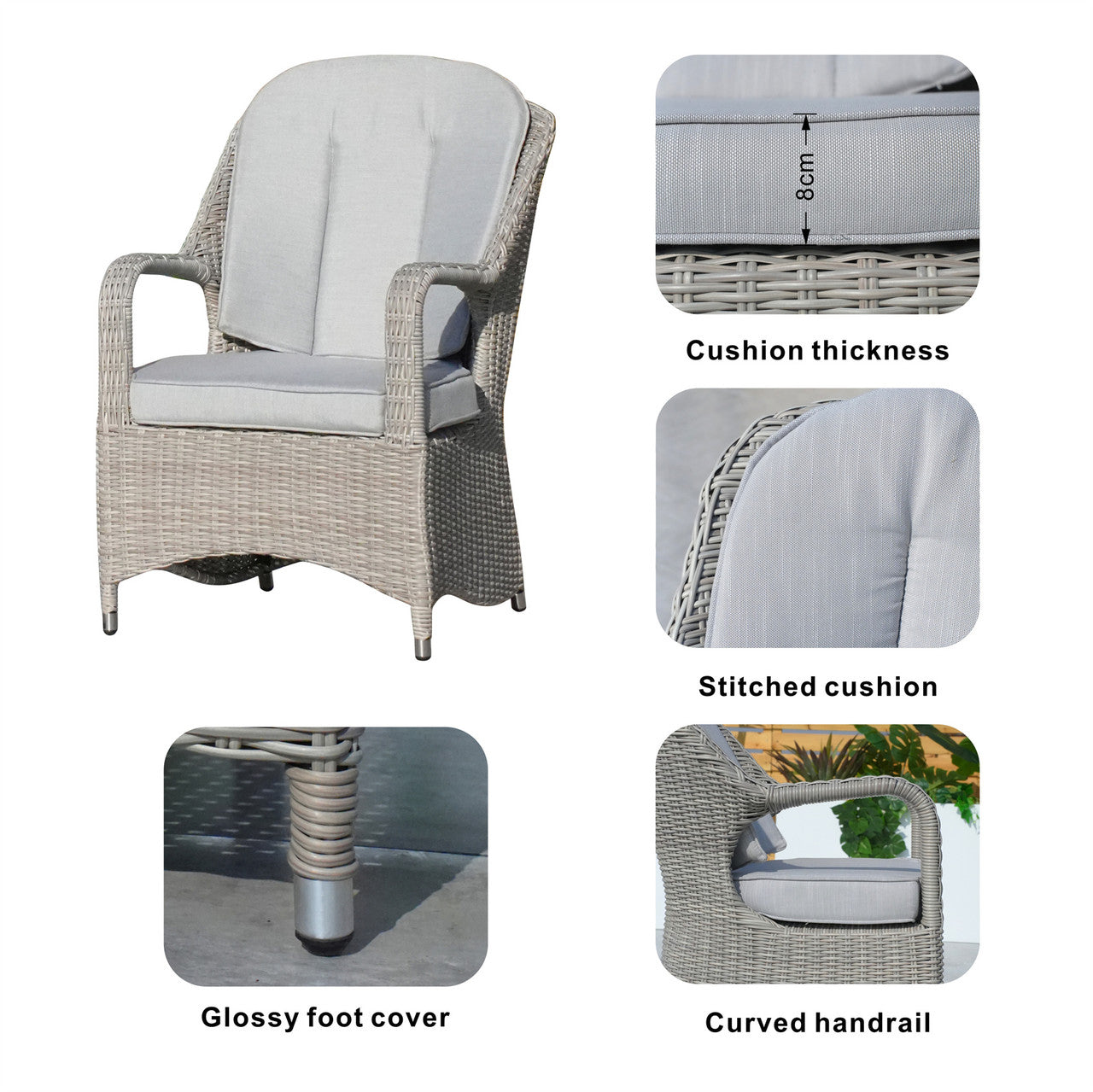 Details Patio Chairs - 2 Pieces Outdoor Rattan Chairs