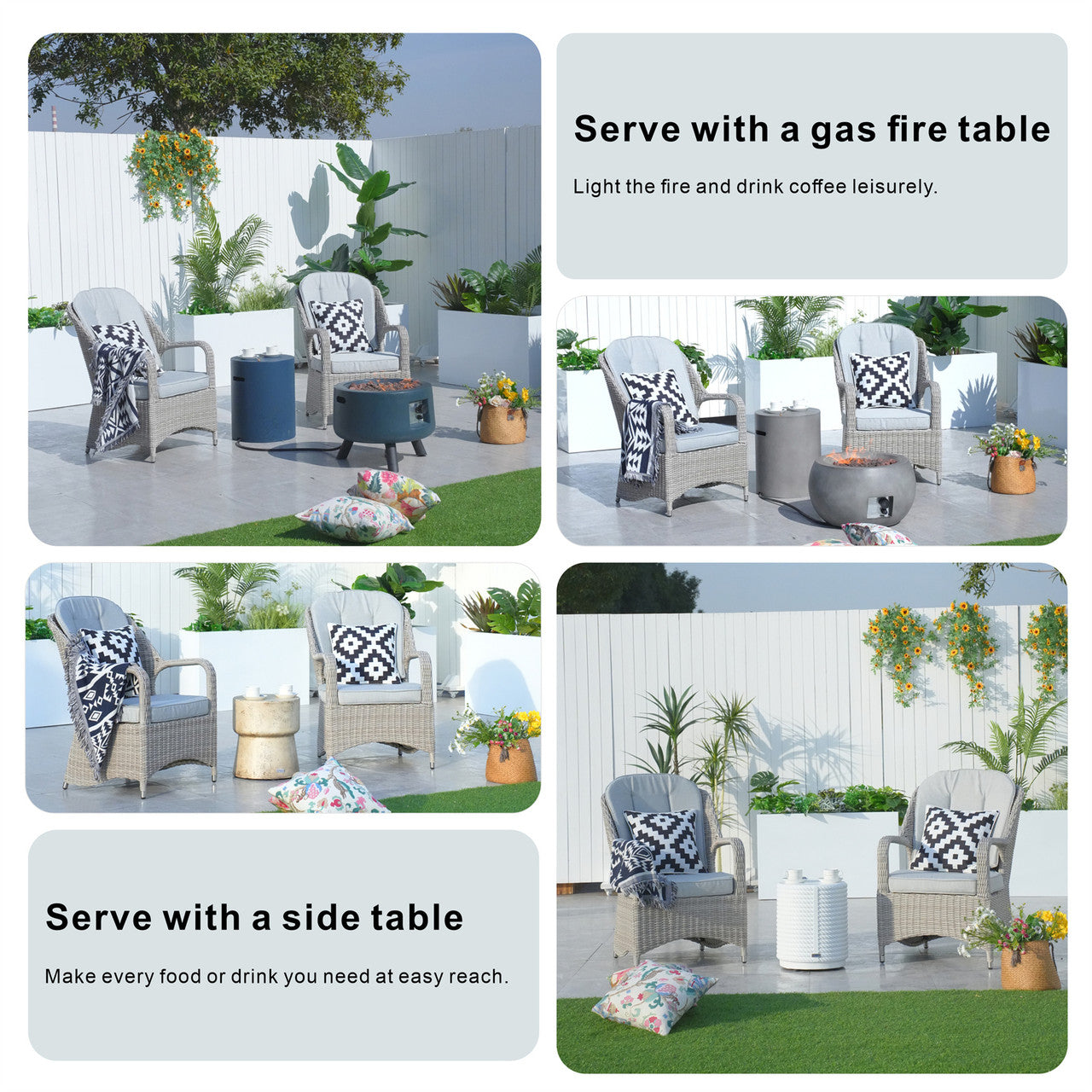 Details Patio Chairs - 2 Pieces Outdoor Rattan Chairs