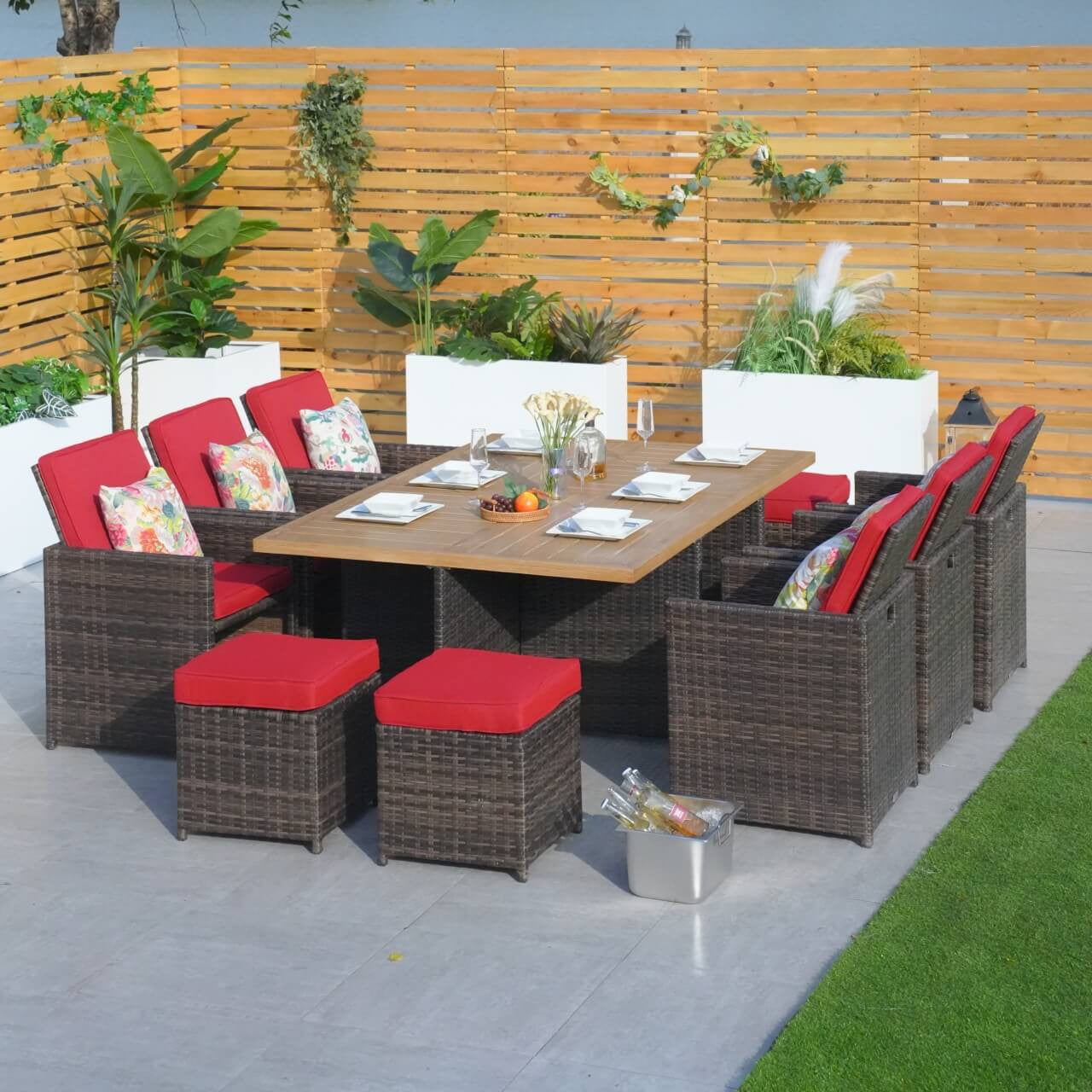 Red Cushion Covers for Whole Set of PAD-3234 Brown