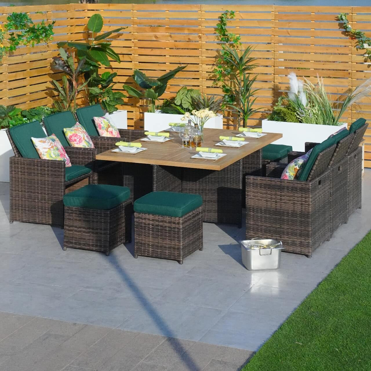Green  Cushion Covers for Whole Set of PAD-3234 Brown with 