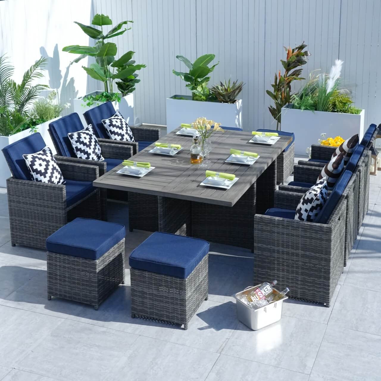 Blue  Cushion Covers for Whole Set of PAD-3234 Gray