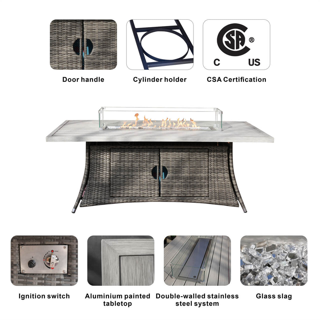 Details of 6 Seats Rectangular Aluminum Table