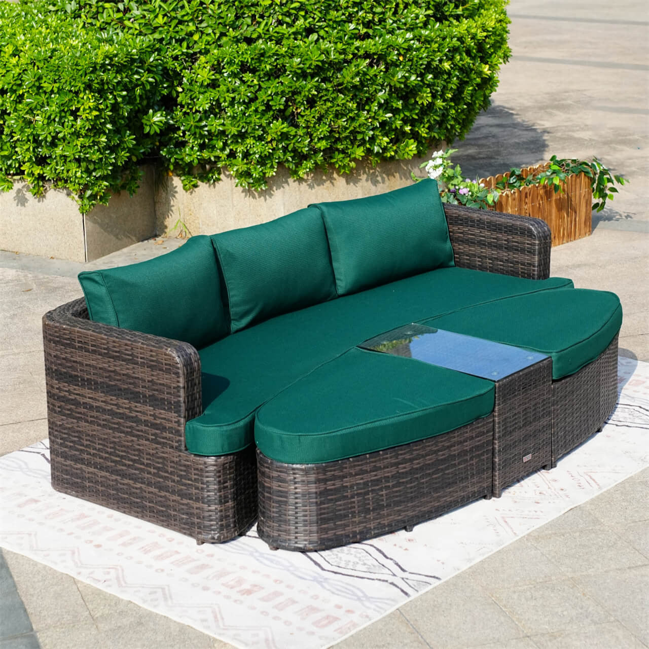 Green Red Patio Furniture Outdoor Sectional Sofa Set 