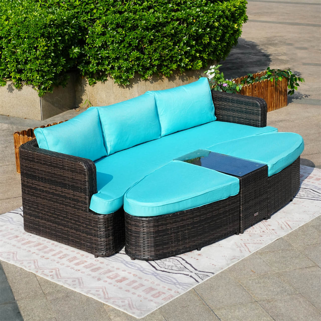 Cyan Patio Furniture Outdoor Sectional Sofa Set 
