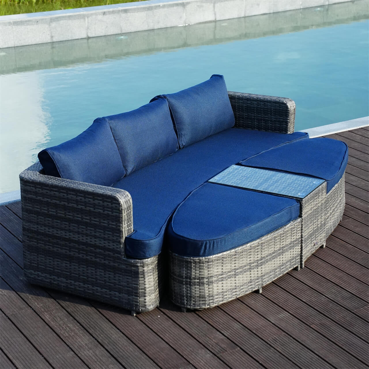 Blue Patio Furniture Outdoor Sectional Sofa Set 
