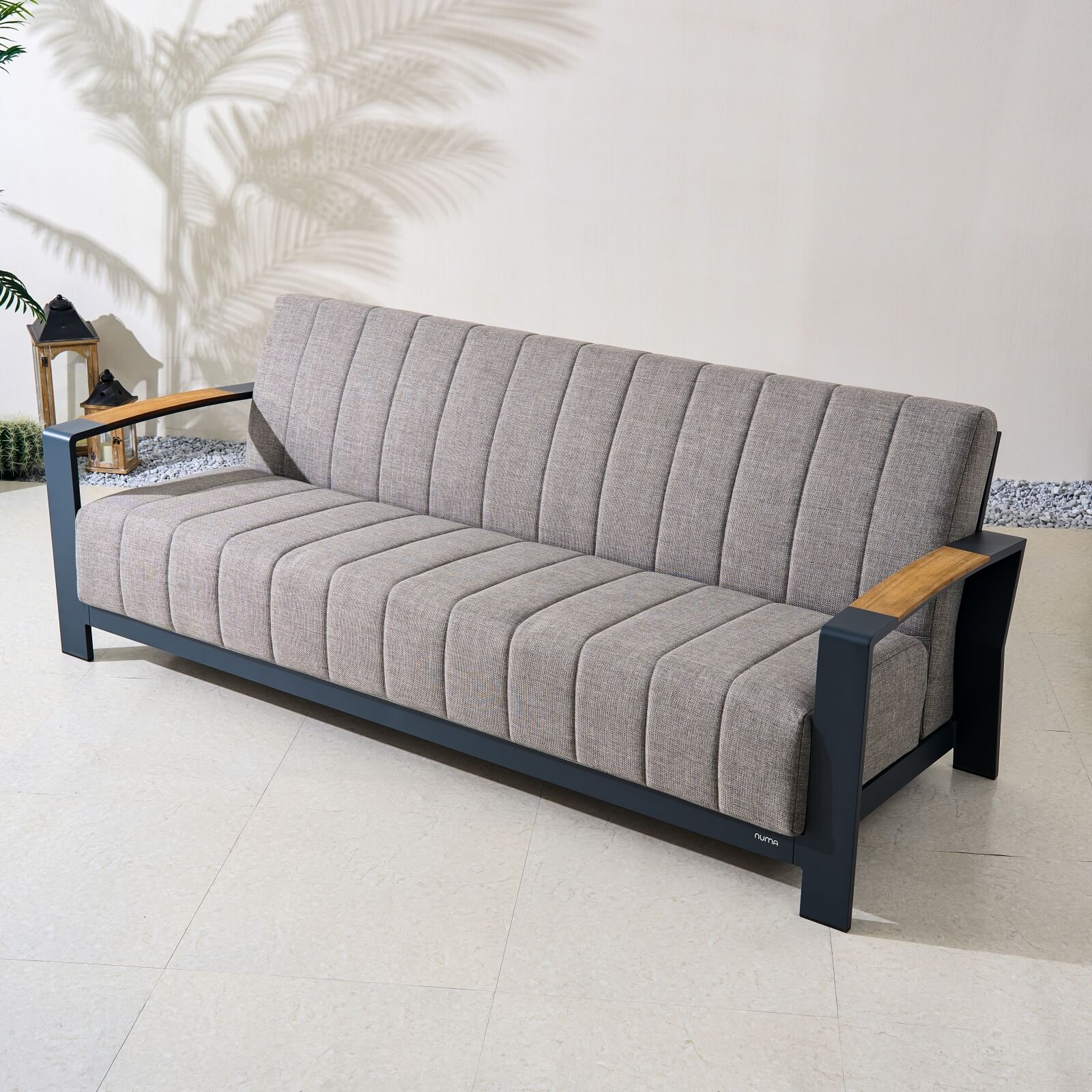 Pre-Order Numa-Style Lunar 5-Seat Sofa Set with Gas Firepit Table with Teak Accents