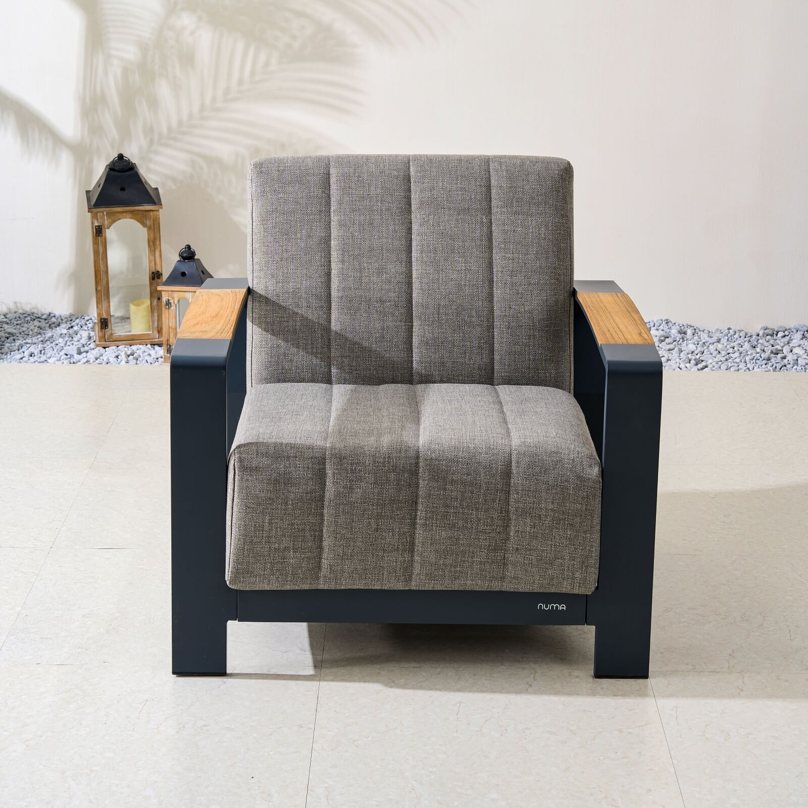 Pre-Order Numa-Style Lunar Single Sofa with Teak Accents