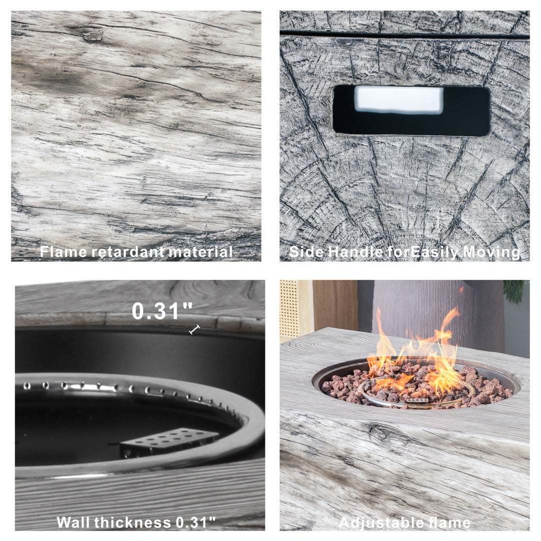 Terrafab Rectangular Faux Wood Fire Pit Table for Outdoor Use (PAG-2170)