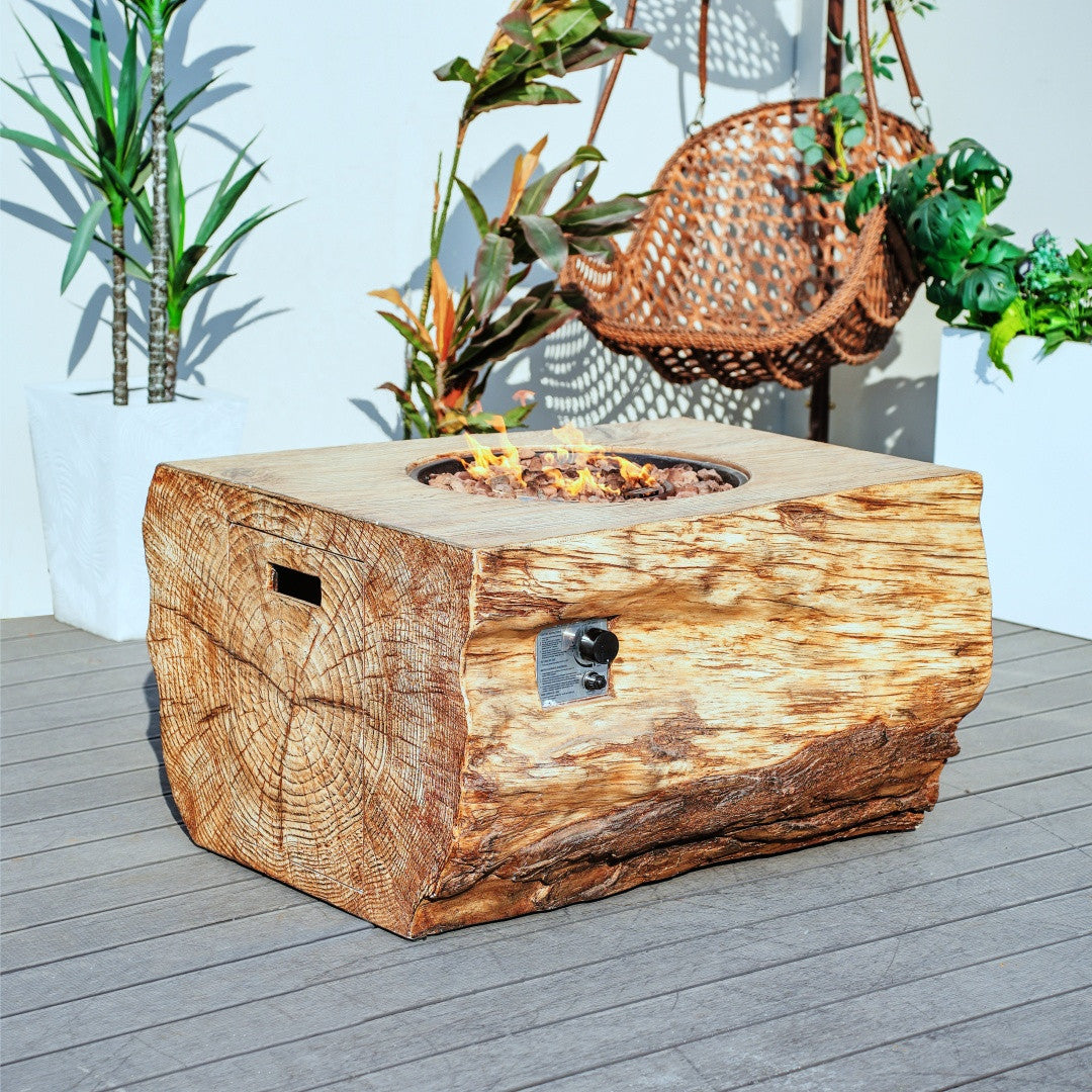 Terrafab Rectangular Faux Wood Fire Pit Table for Outdoor Use (PAG-2170)