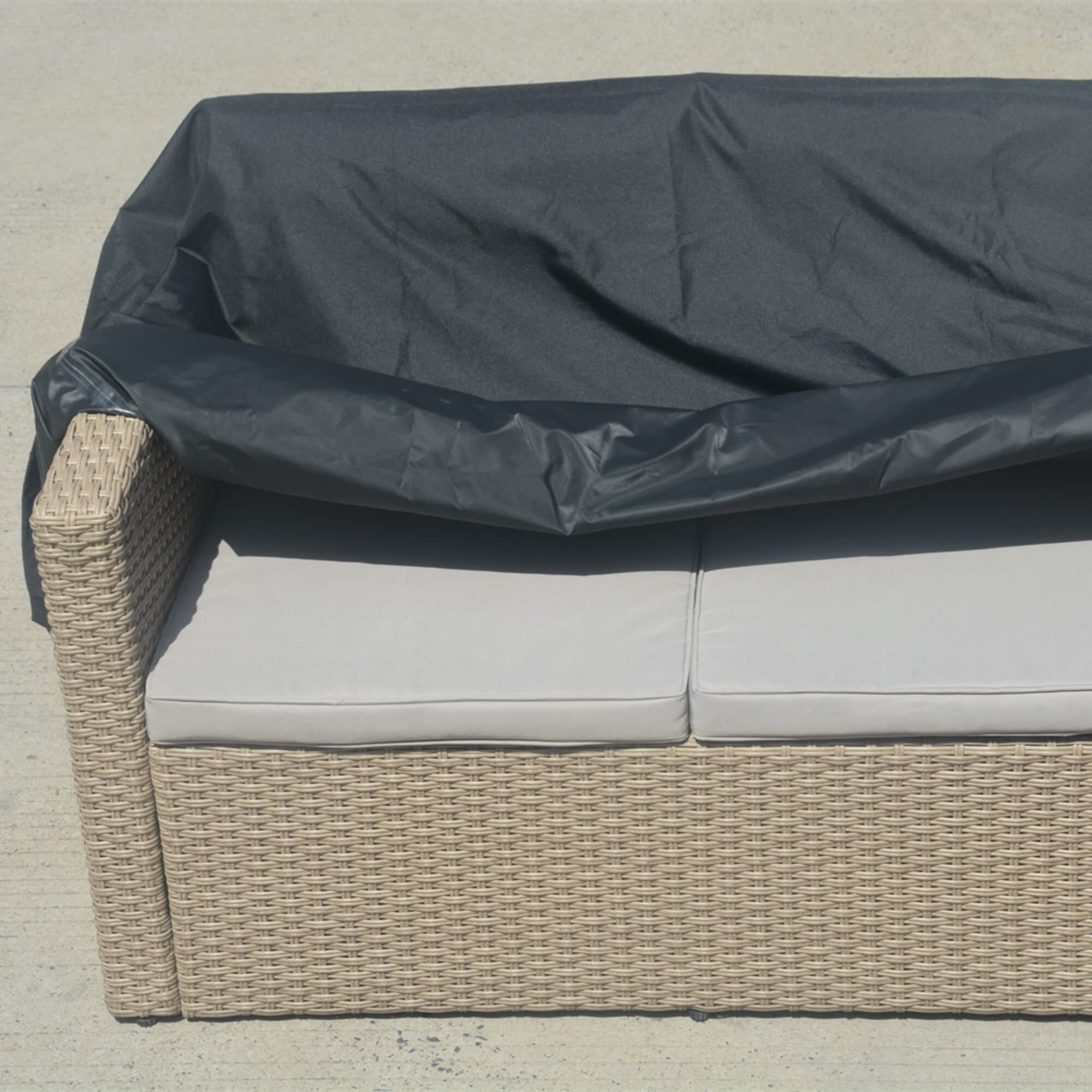 Beige Outdoor Waterproof Sofa Cover – 88.2" × 32.7" × 33.1" Heavy-Duty Polyester with PVC Coating (RC-02)