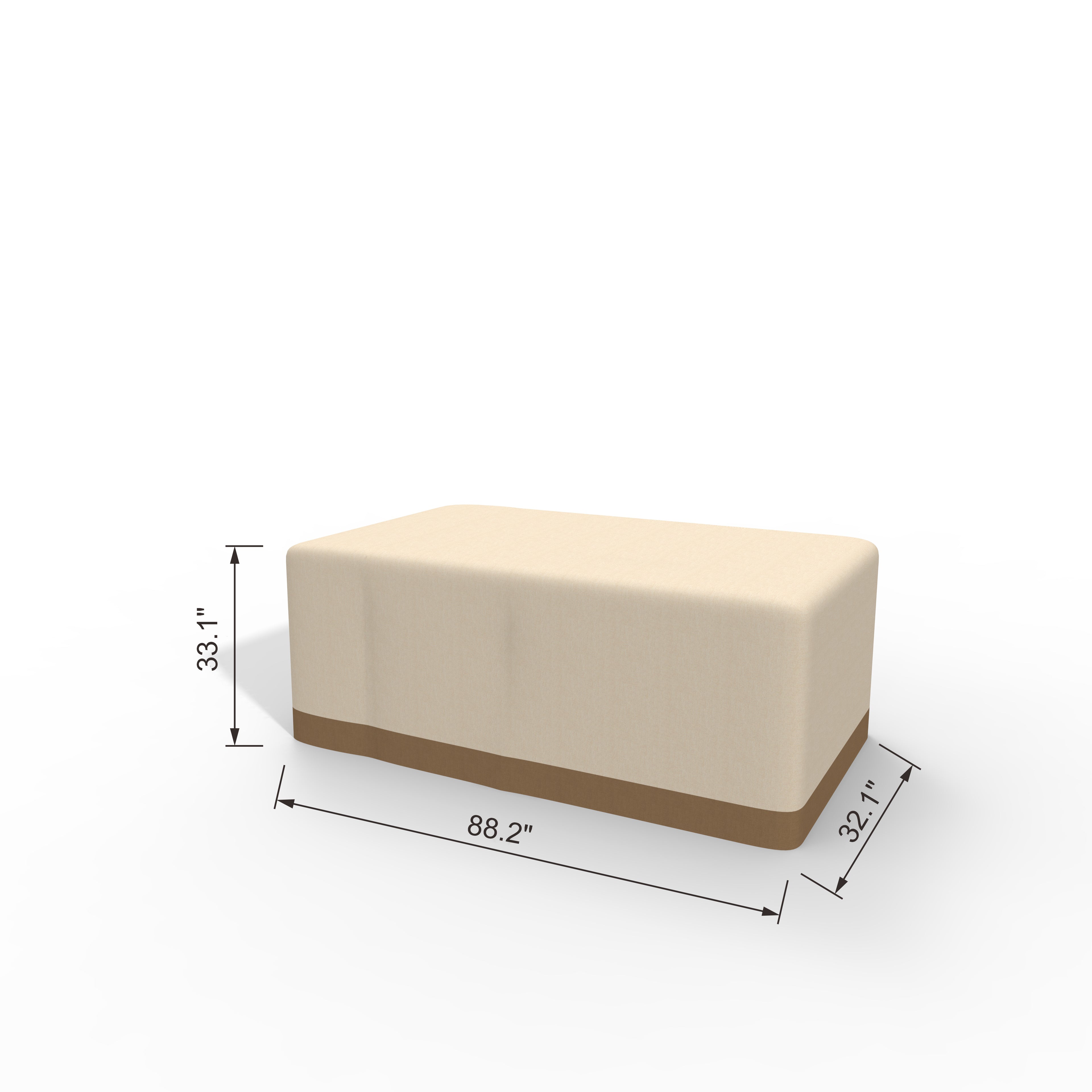 Beige Outdoor Waterproof Sofa Cover – 88.2" × 32.7" × 33.1" Heavy-Duty Polyester with PVC Coating (RC-02)
